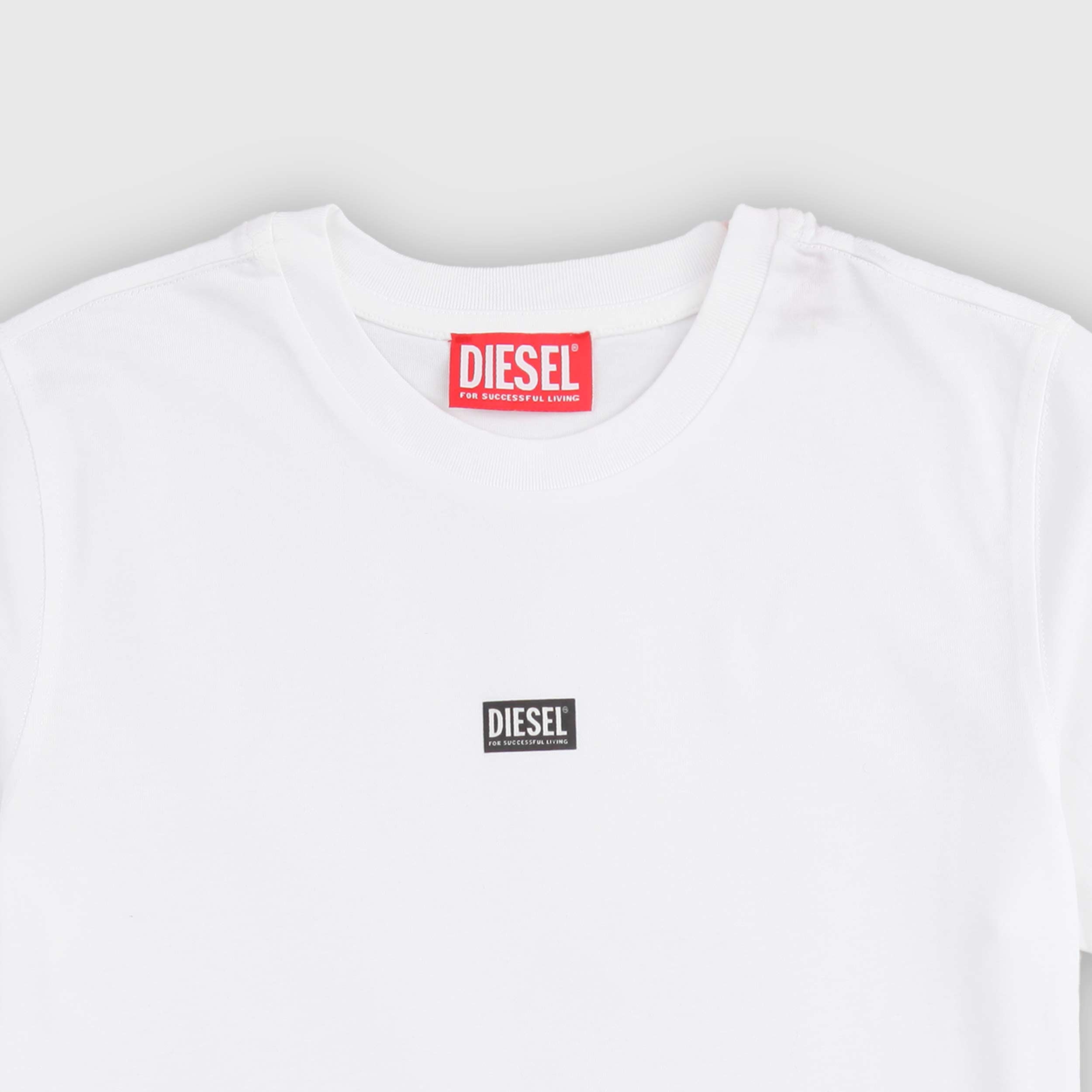White T-shirt with black contrasting logo by DIESEL