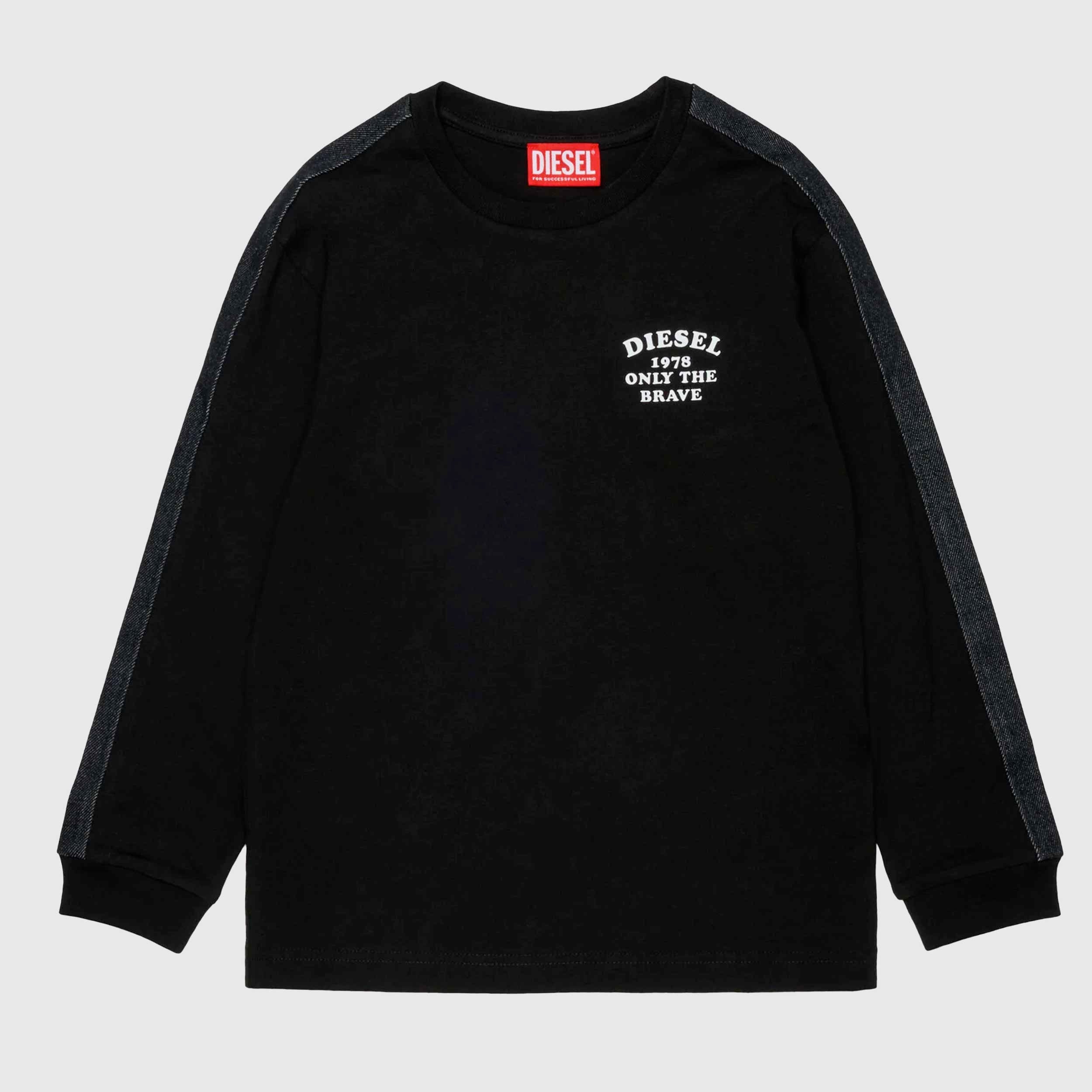 T-shirt Nera a Manica Lunga per Ragazzo Firmata DIESEL