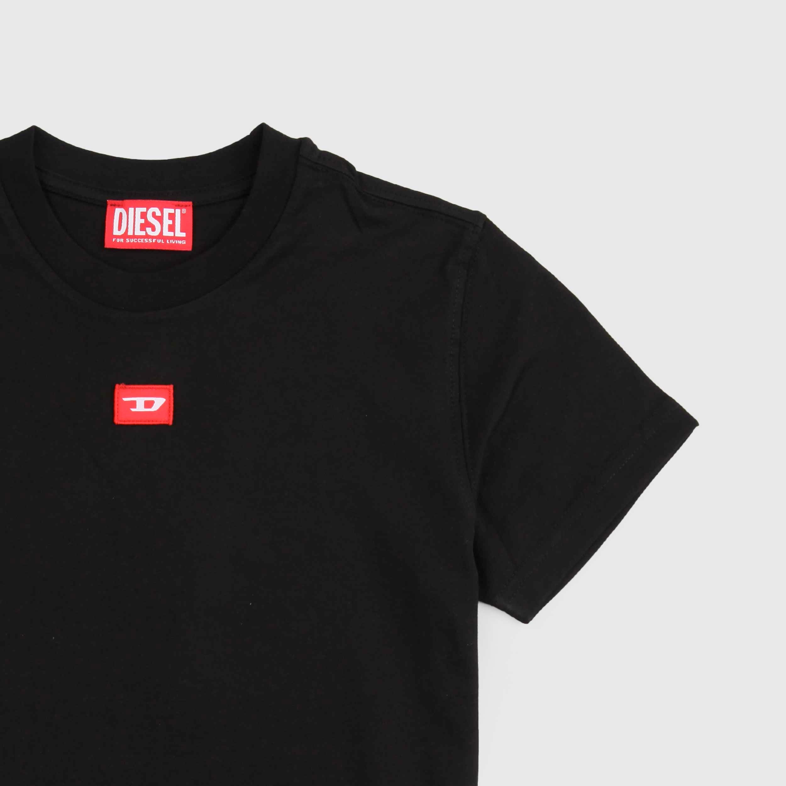 T-shirt Nera Con Logo A Contrasto Firmata DIESEL