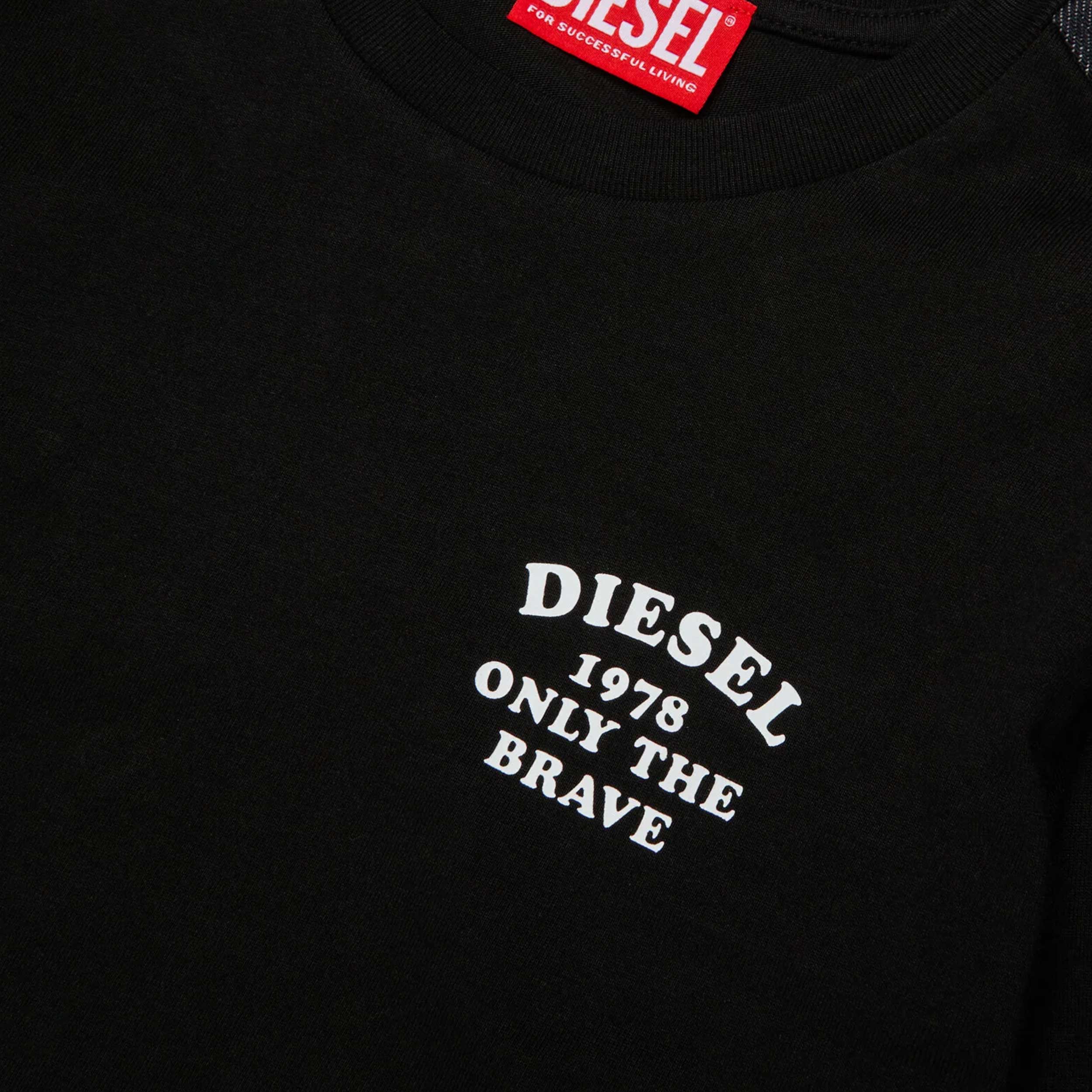 T-shirt Nera a Manica Lunga per Ragazzo Firmata DIESEL