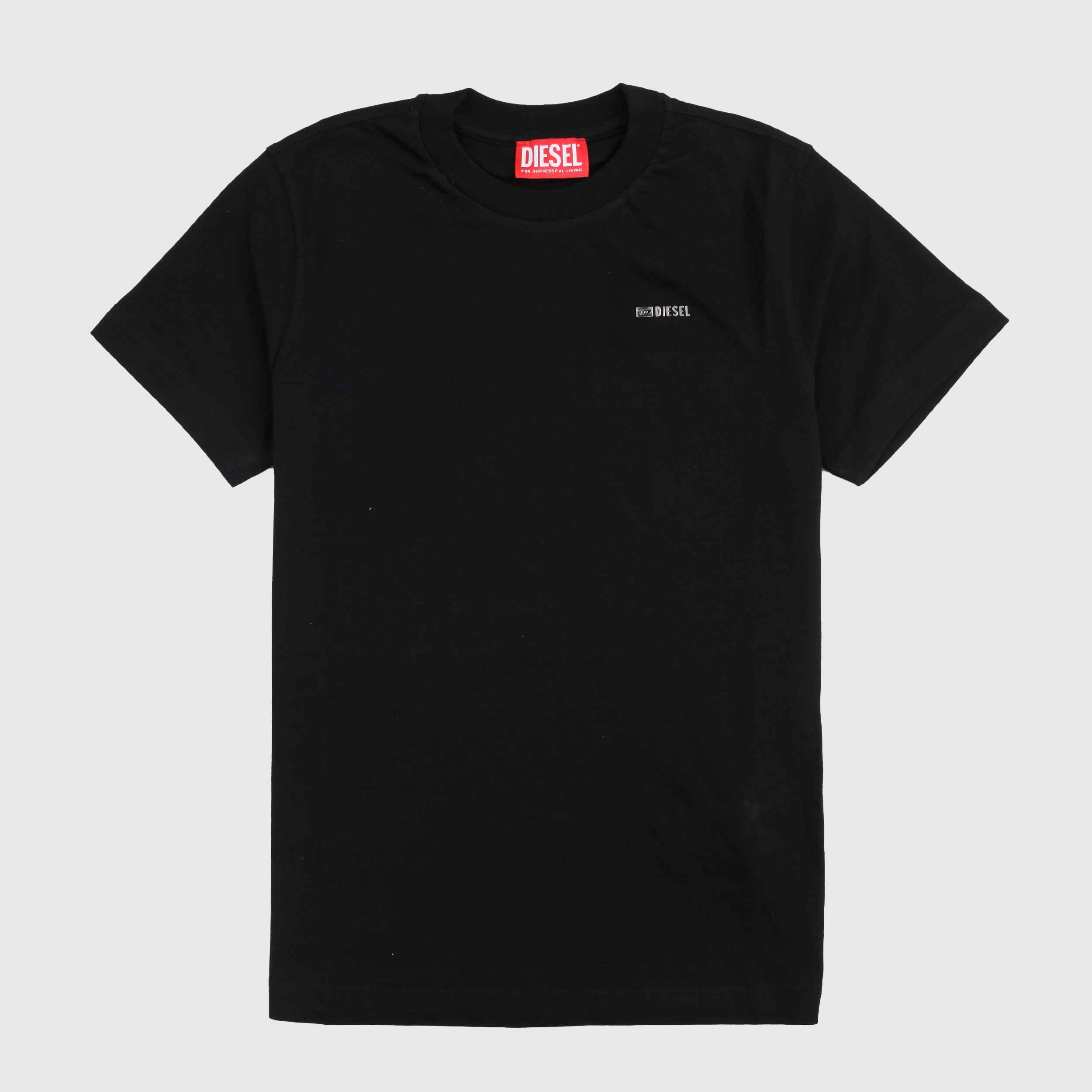 T-shirt Nera Con Logo In Rilievo Metallico Firmato DIESEL