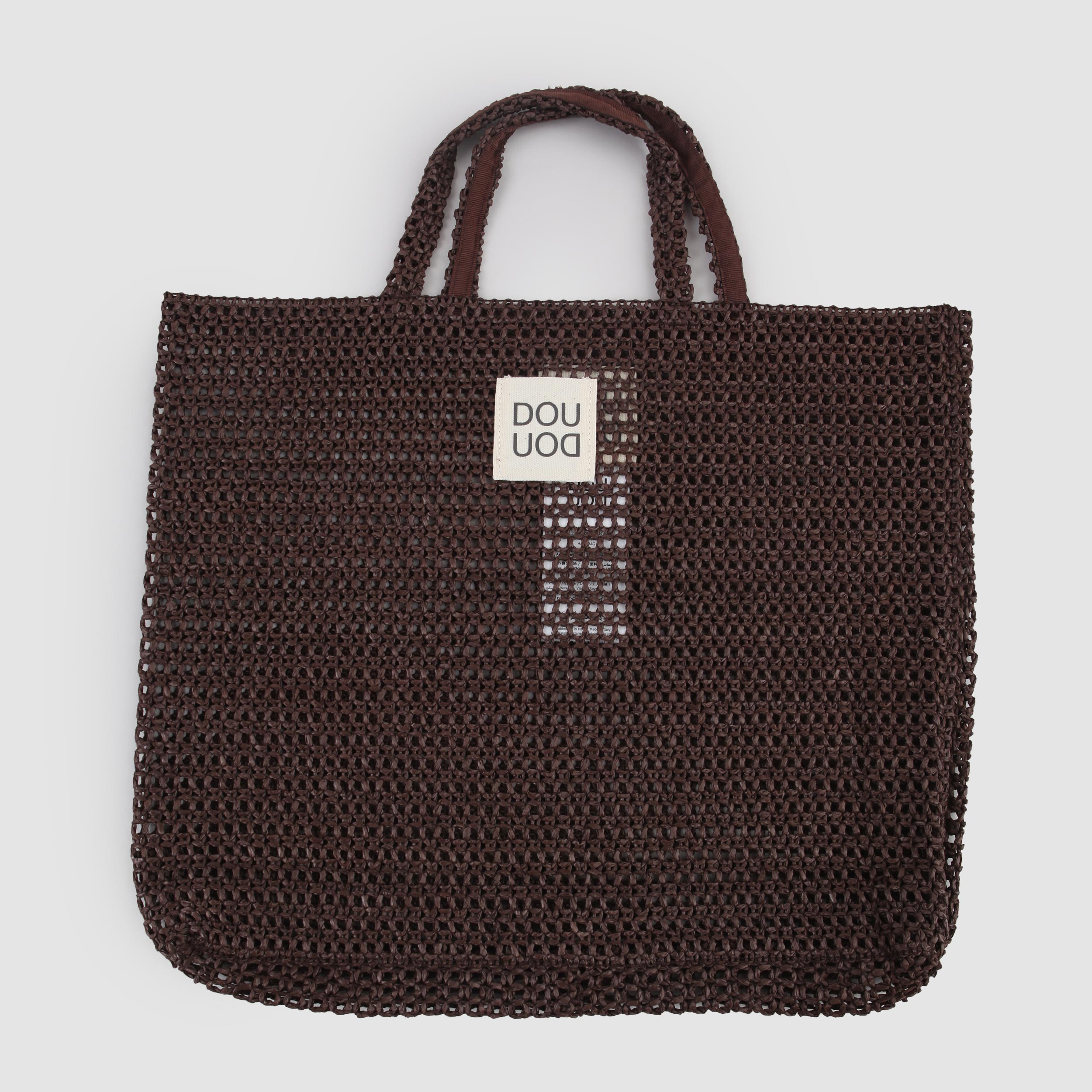 Brown Bag with Woven Fabric by DOUUOD