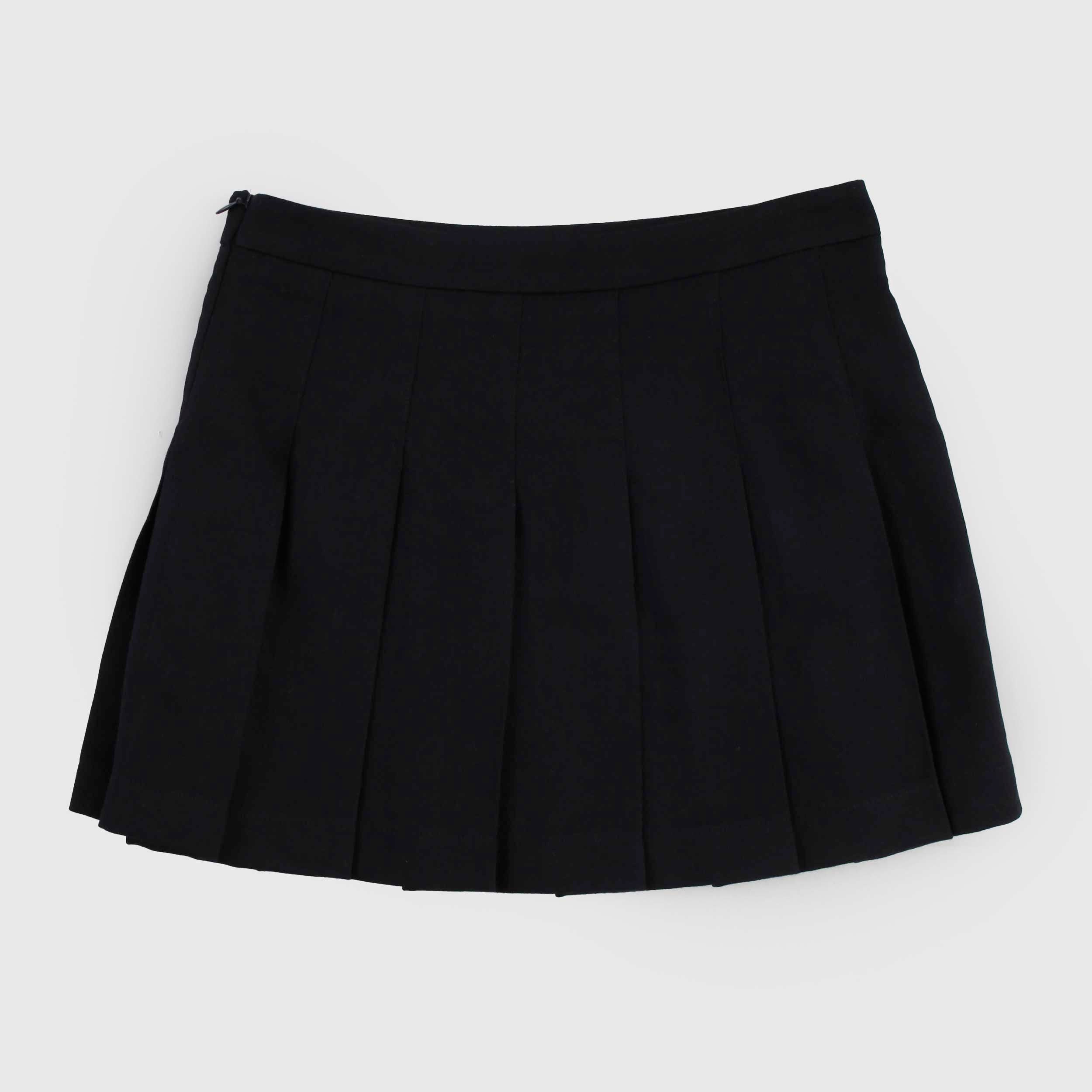 Gonna Nera a Pieghe con Zip Invisibile by DOUUOD