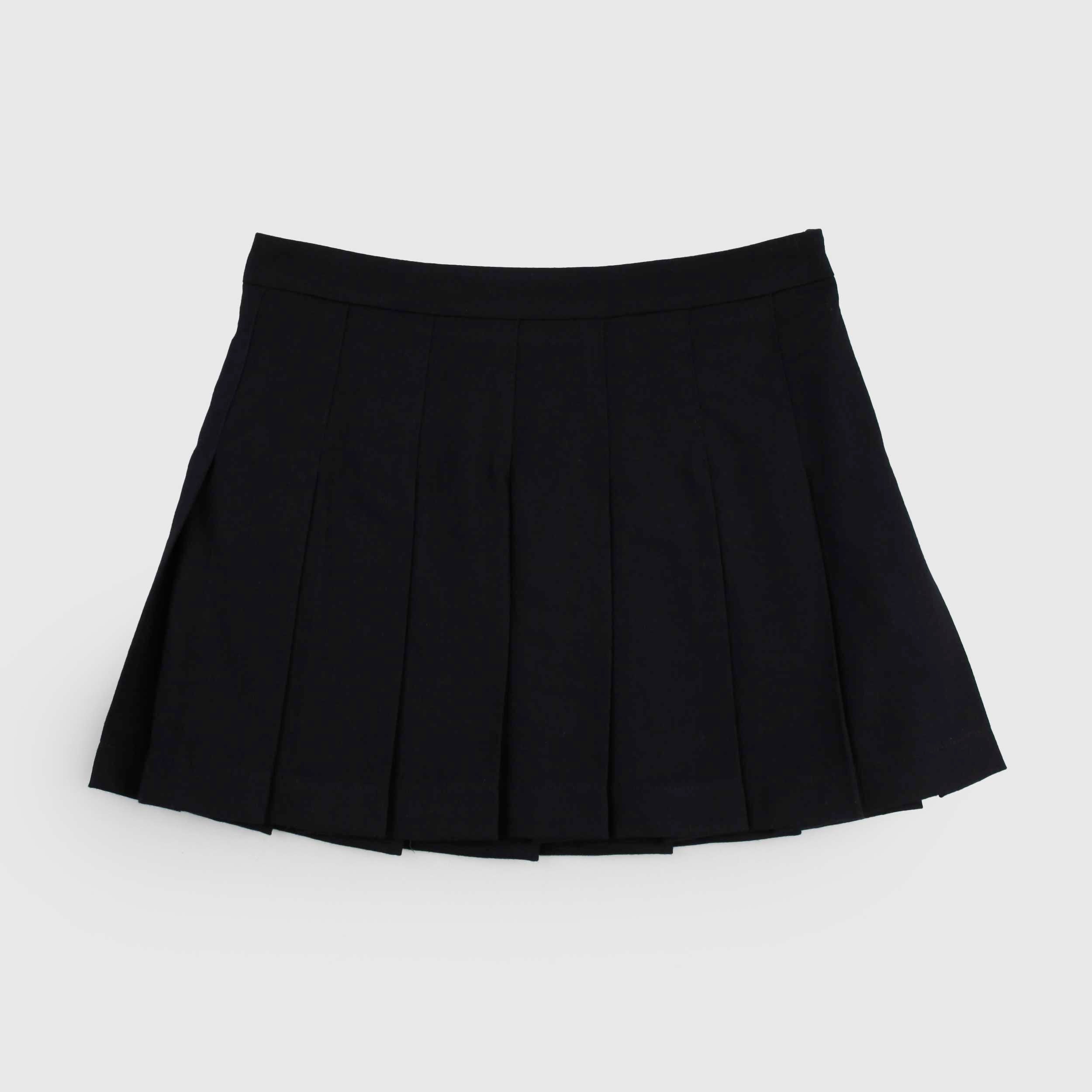 Gonna Nera a Pieghe con Zip Invisibile by DOUUOD