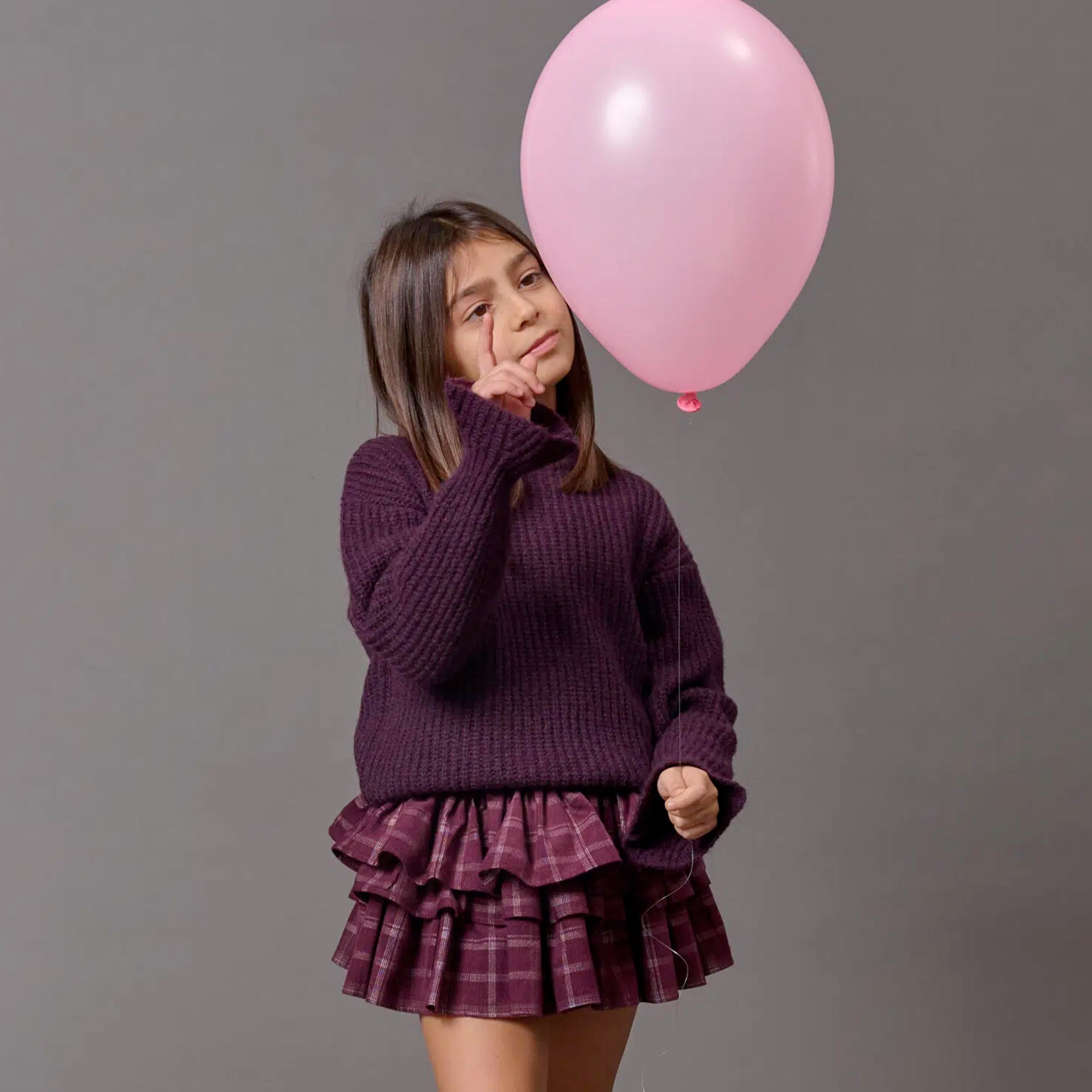 Plum Velvet Ruffled Skirt for Girls by DOUUOD