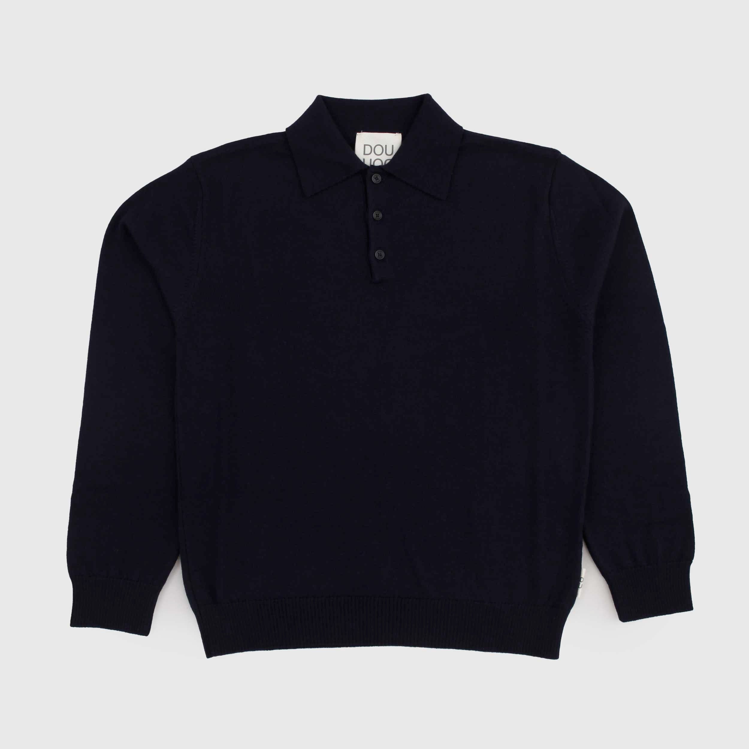 Polo Blu in Filato Rasato Sottile Firmata DOUUOD