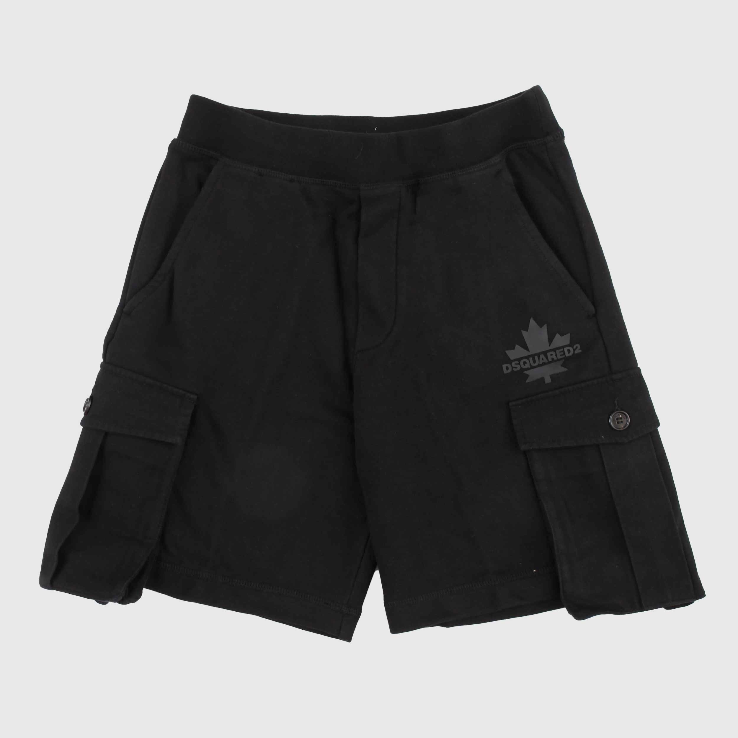 Bermuda Nero con Logo Gommato Firmato DSQUARED2