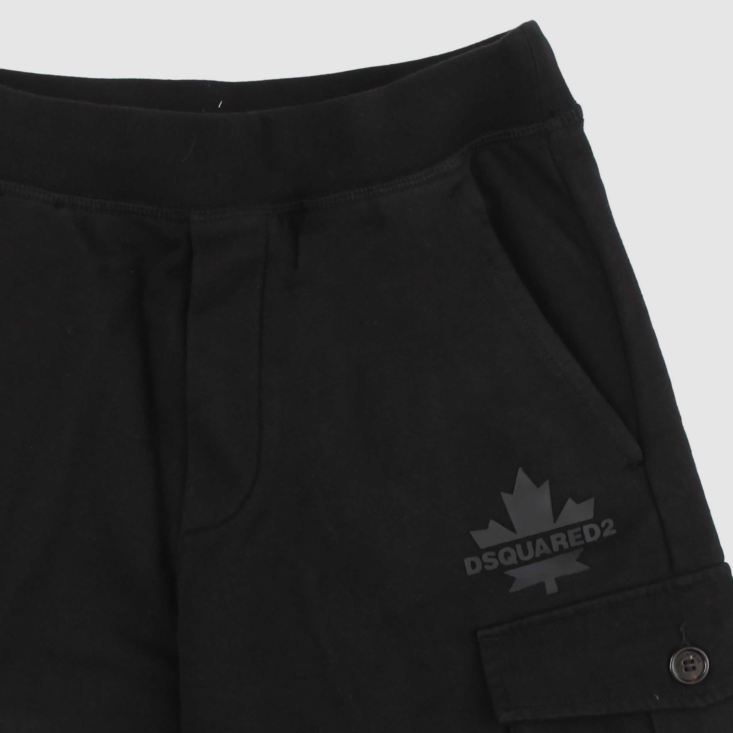 Bermuda Nero con Logo Gommato Firmato DSQUARED2