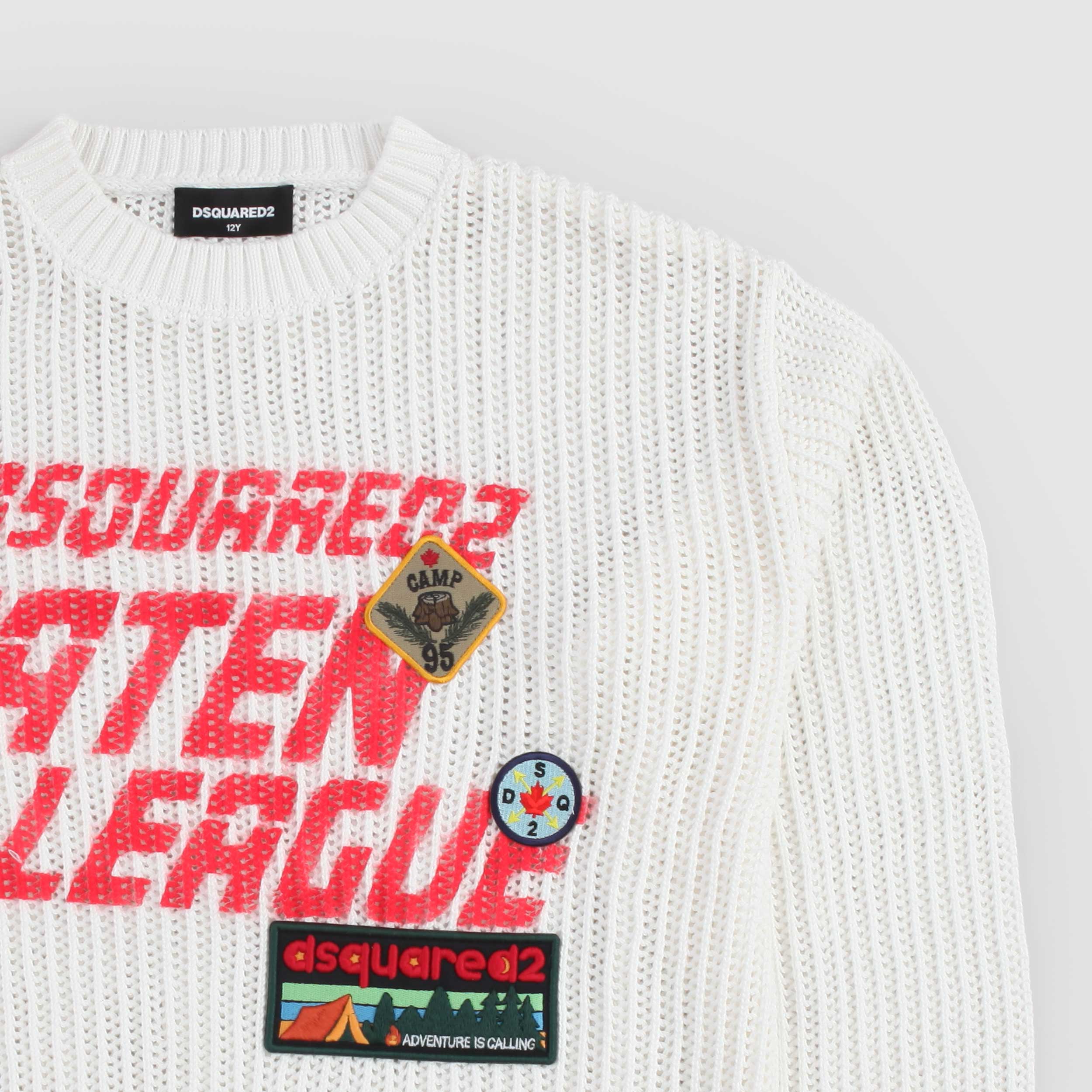 Maglioncino Bianco Con Lavorazione A Rete Firmato DSQUARED2