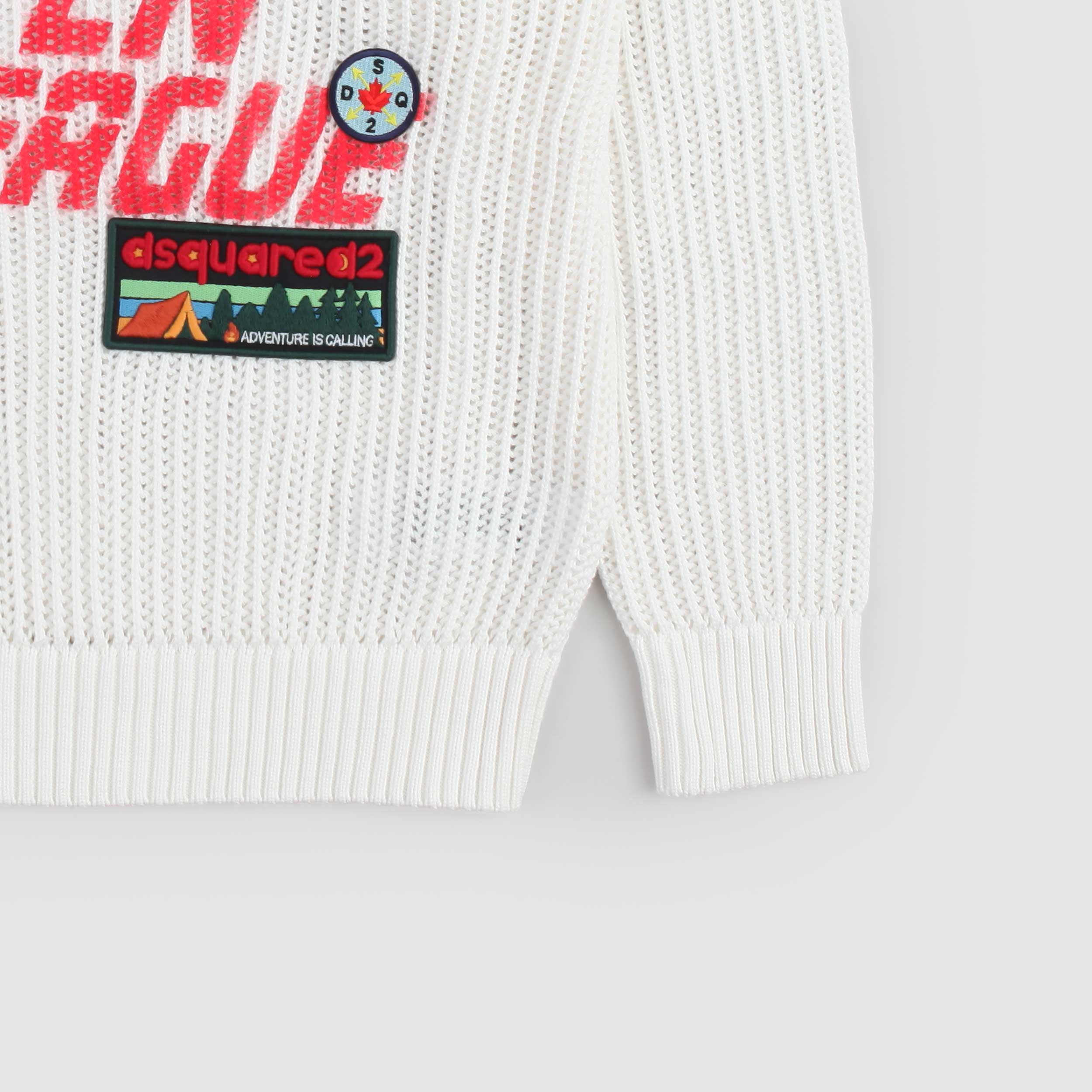 Maglioncino Bianco Con Lavorazione A Rete Firmato DSQUARED2