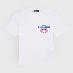 White T-shirt with Blue Print by DSQUARED2