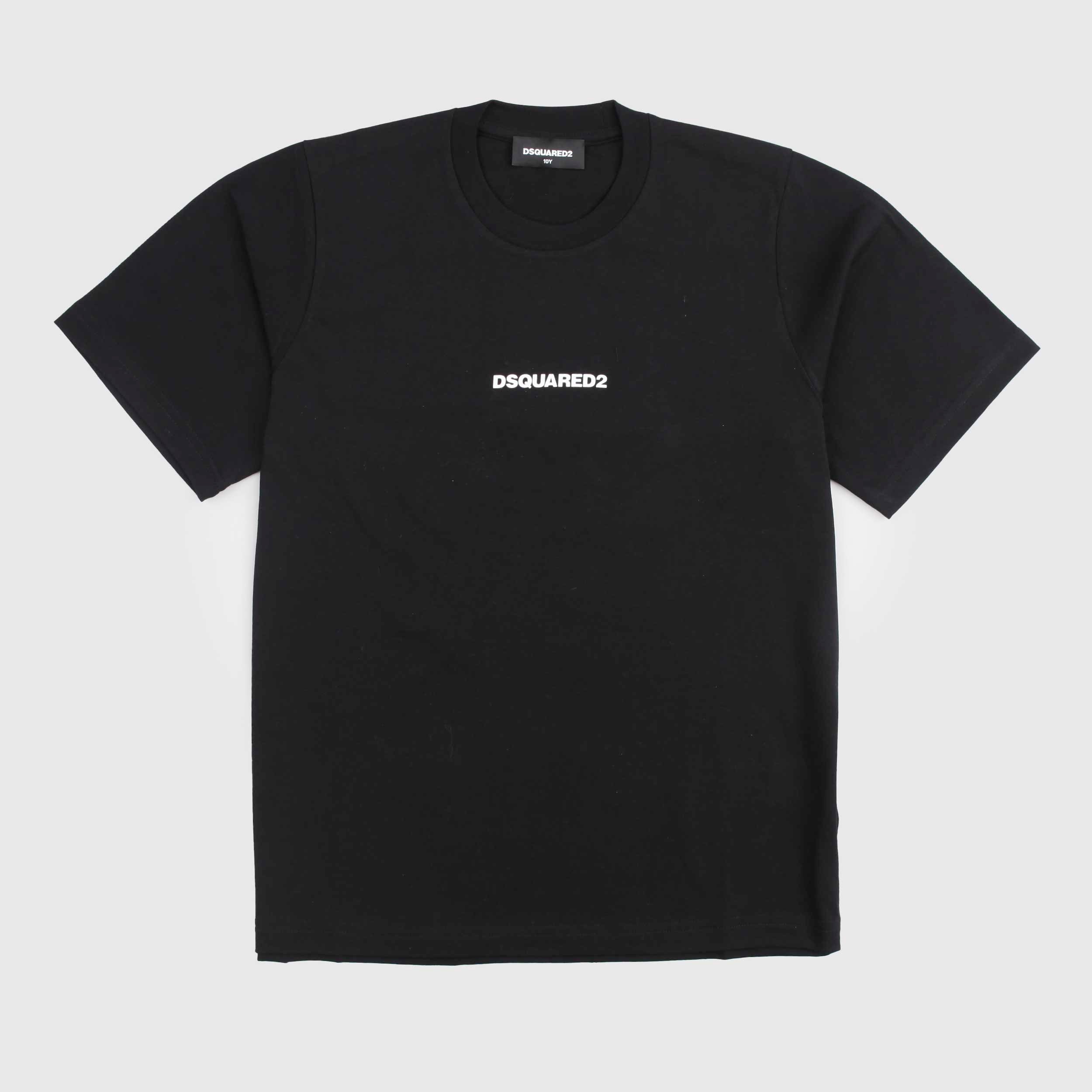 T-shirt Nera Con Logo In Contrasto Firmata DSQUARED2