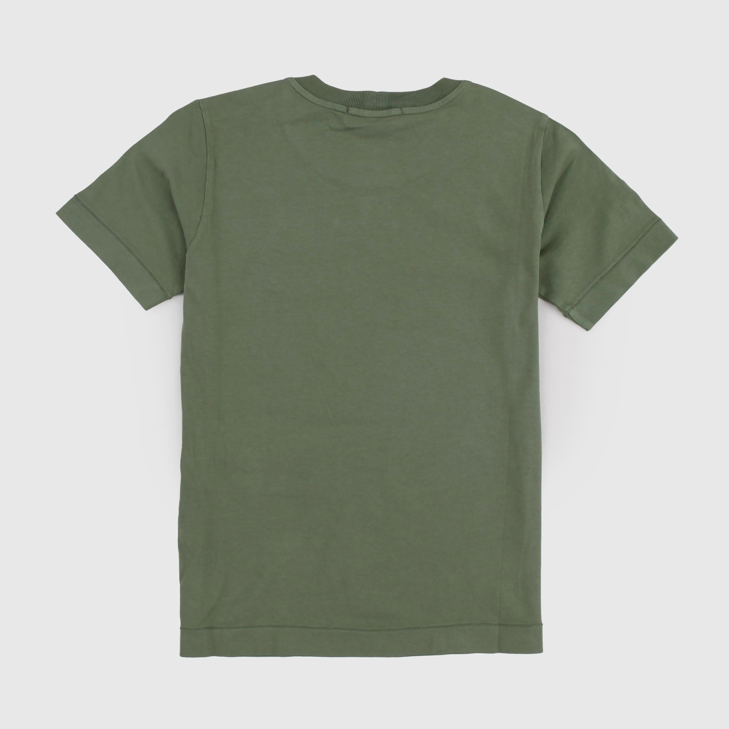 T-shirt Verde Oliva con Targhetta in Rilievo By STONE ISLAND