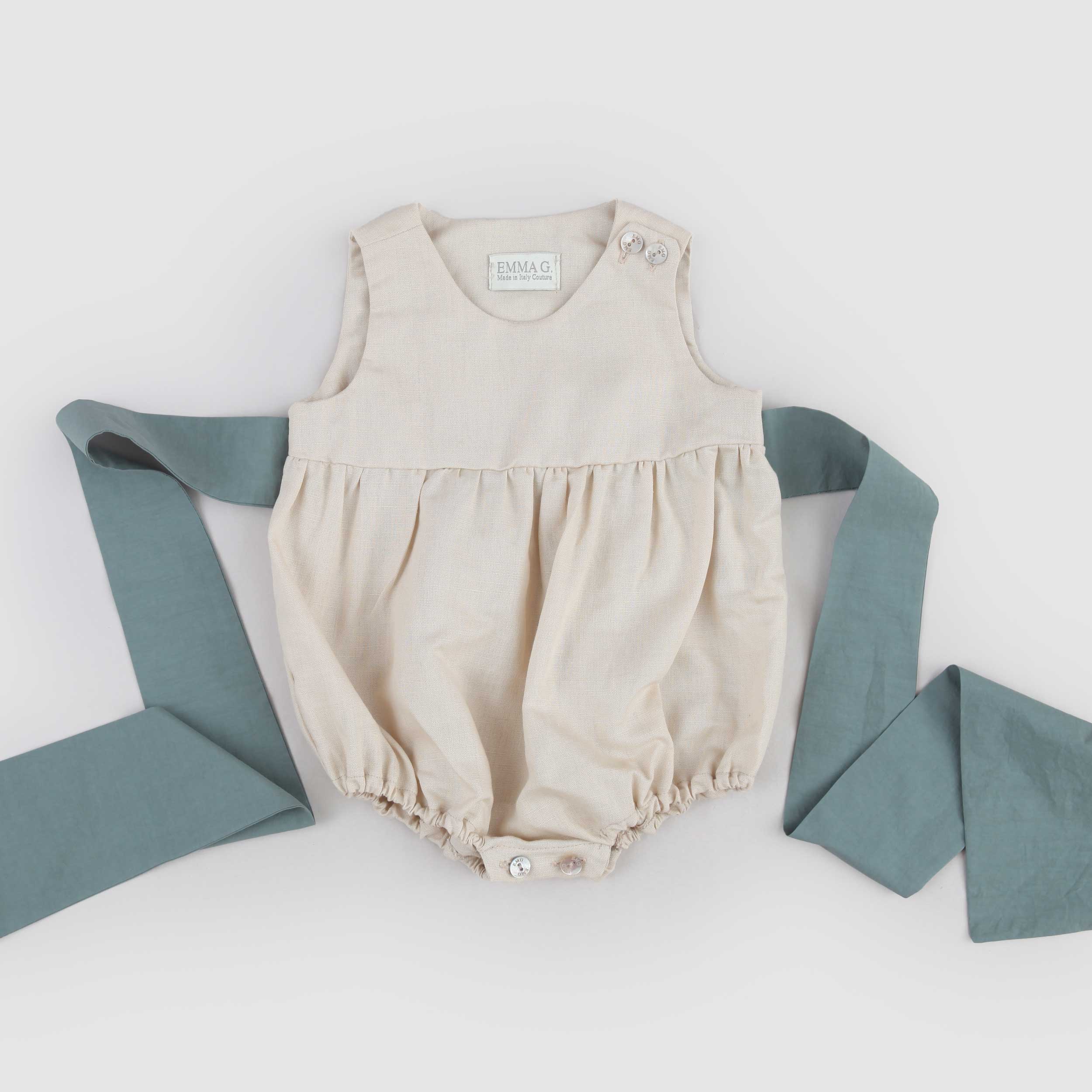 Beige Romper with Button Opening by EMMA G STYLE