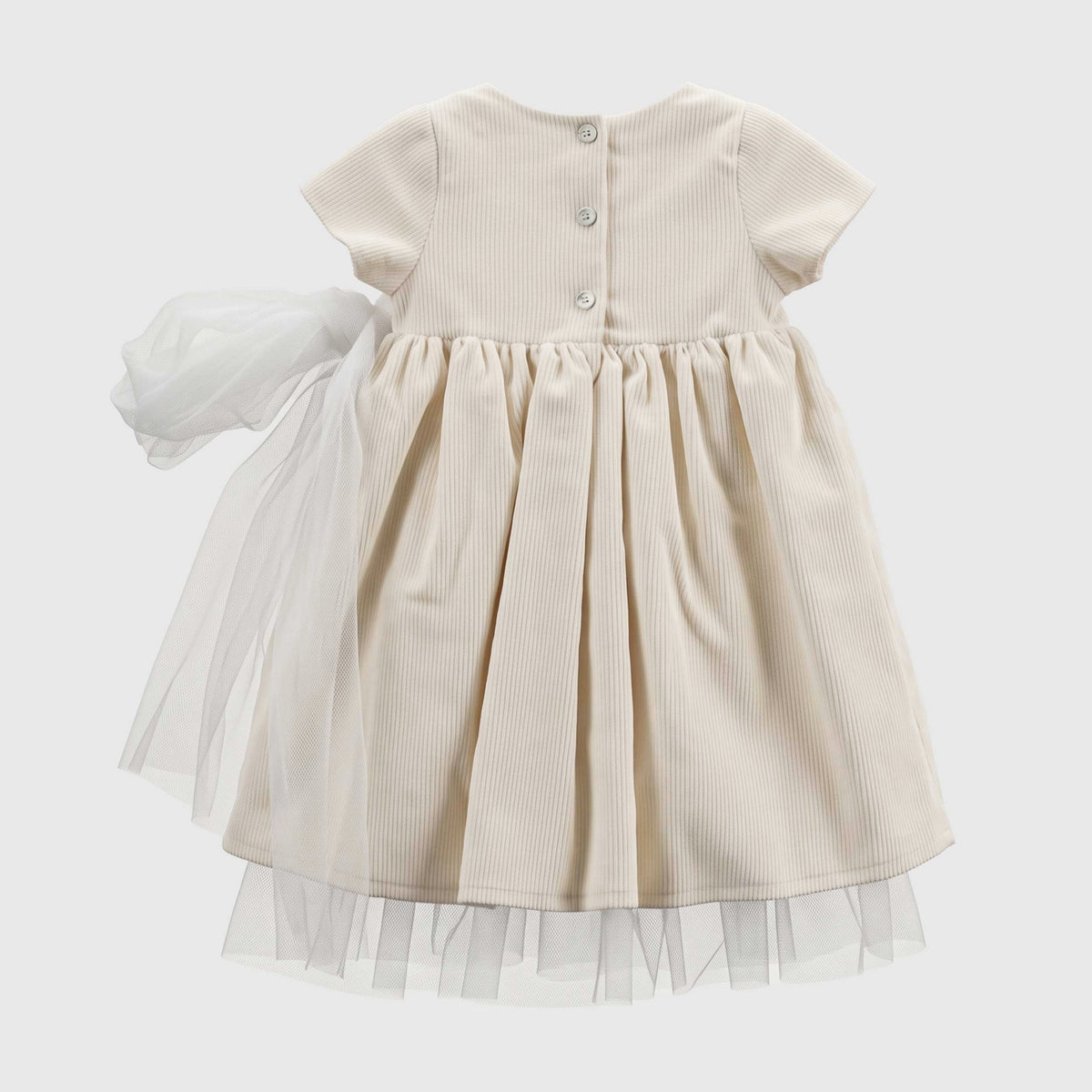 Abito Panna con Fiocco in Tulle per Neonata EMMA G STYLE