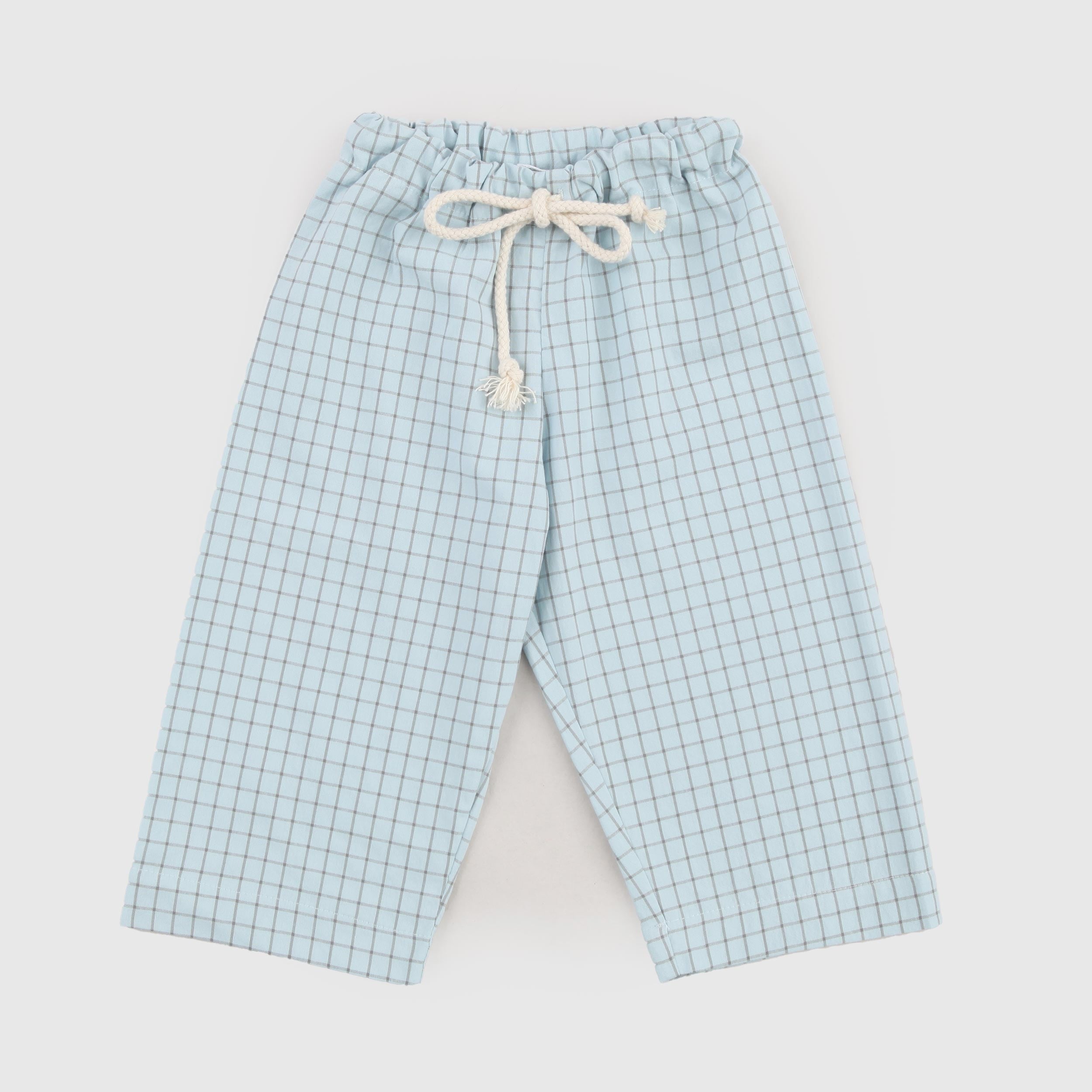 Pantalone Celeste con Stampa a Quadri Firmato EMMA G STYLE