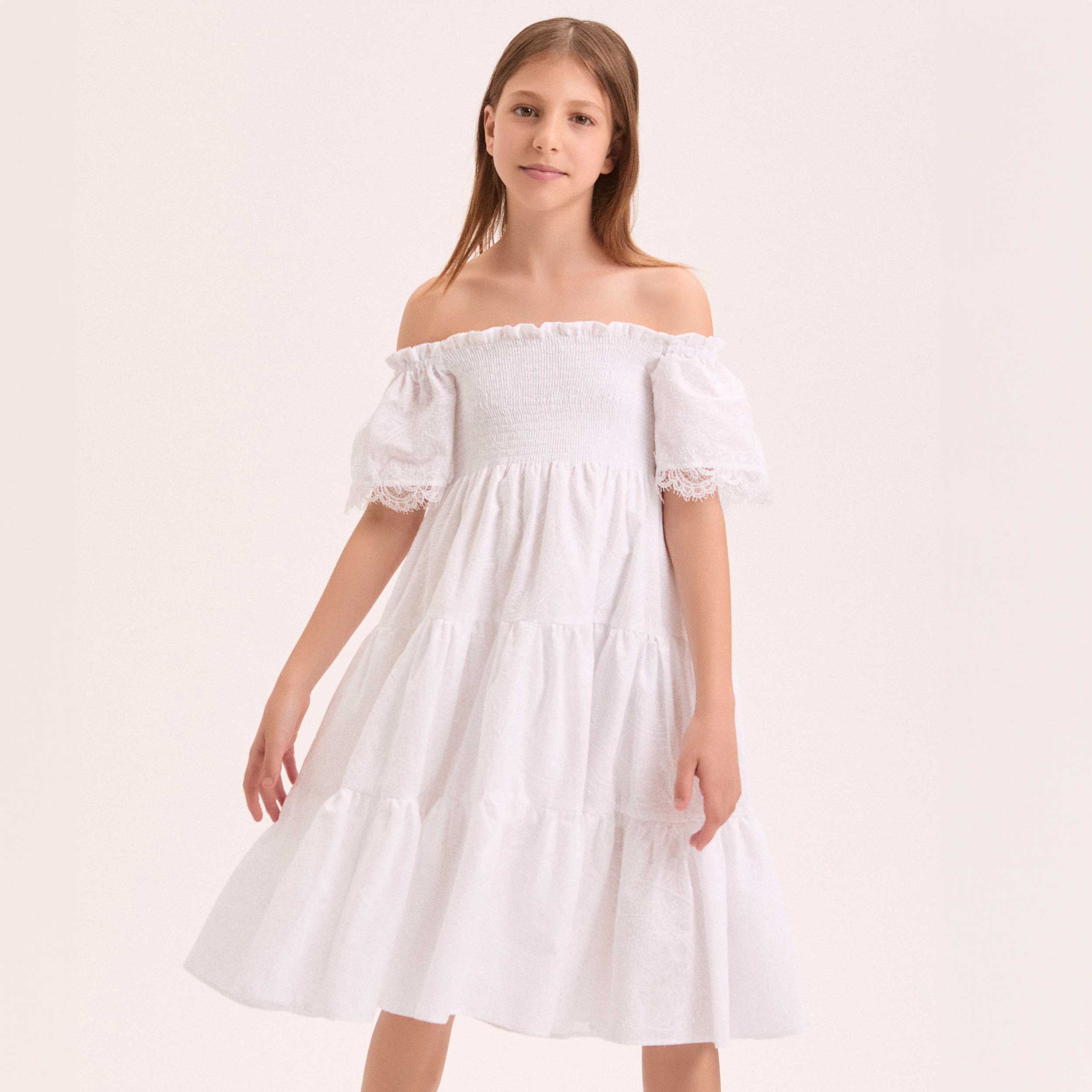 White Embroidered Lace Dress by ERMANNO SCERVINO