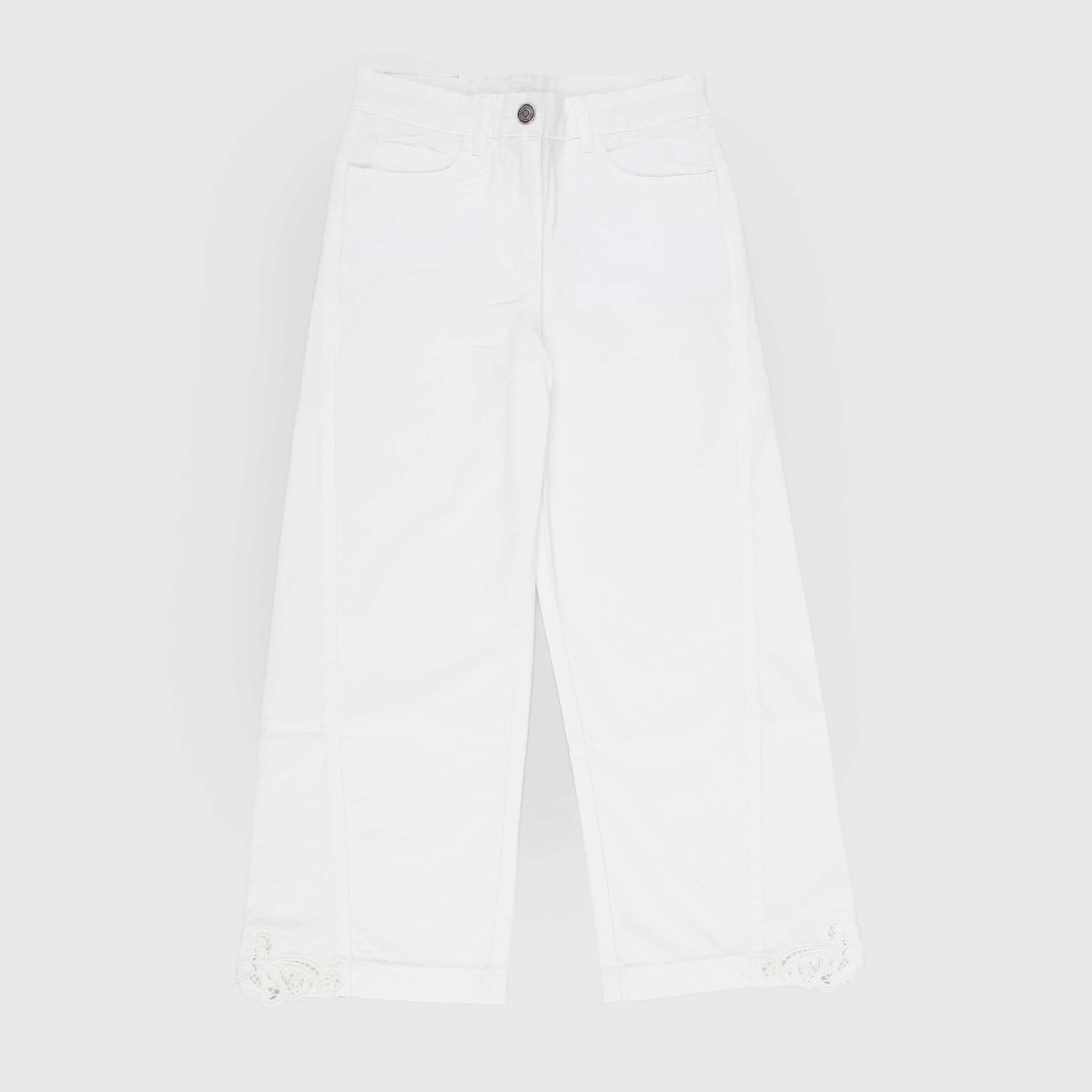 White trousers finished in Sangallo by ERMANNO SCERVINO
