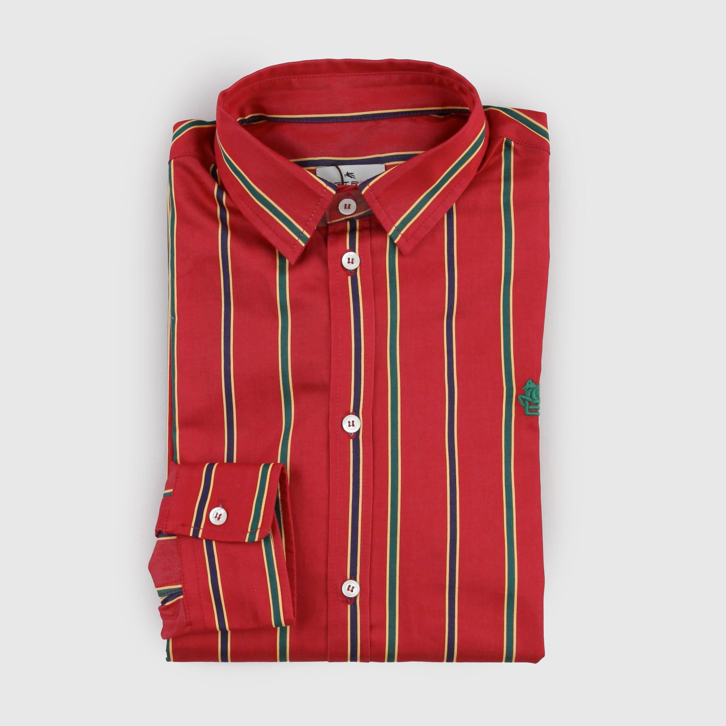 Camicia Bordeaux e Verde a Righe con Ricamo by ETRO