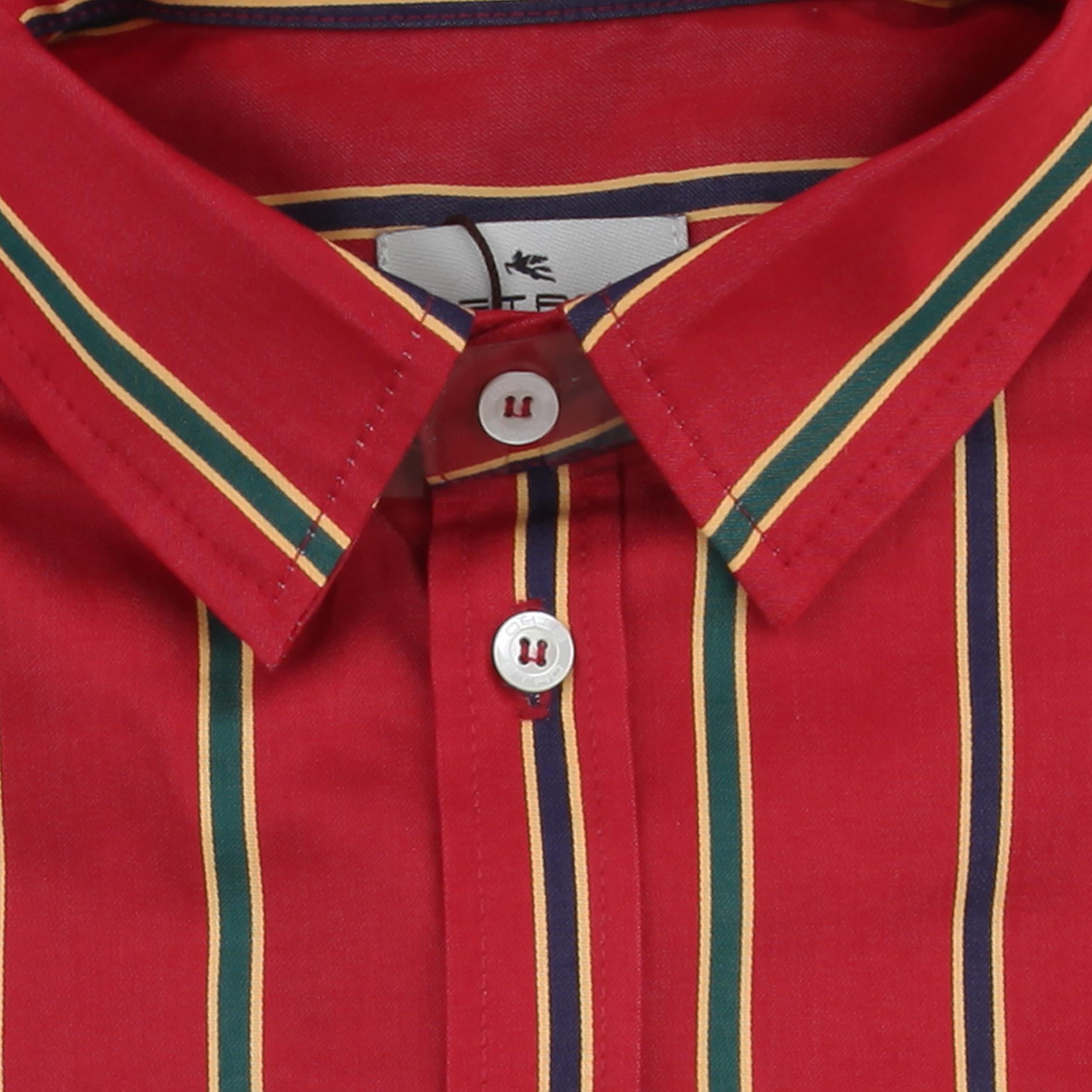 Camicia Bordeaux e Verde a Righe con Ricamo by ETRO