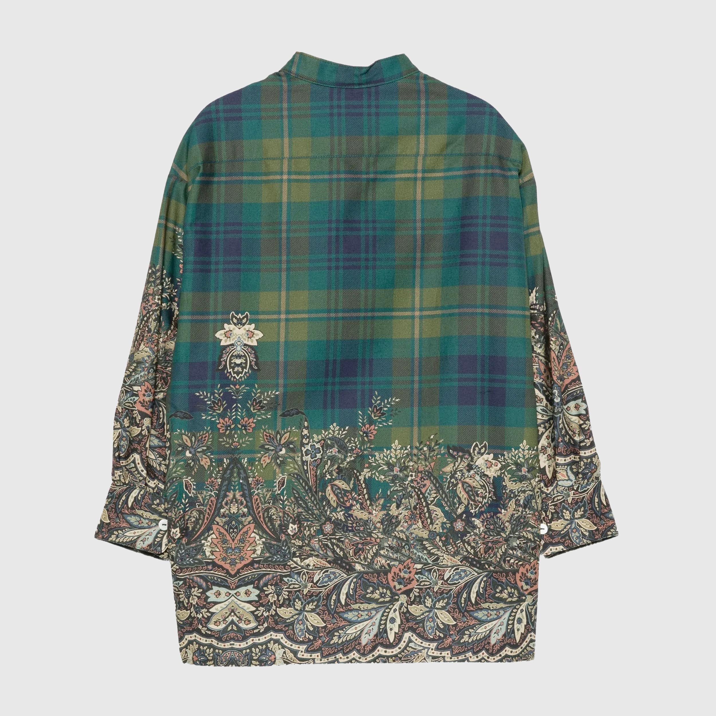 Camicia a Quadri Verde con Motivo Paisley per Ragazza by ETRO