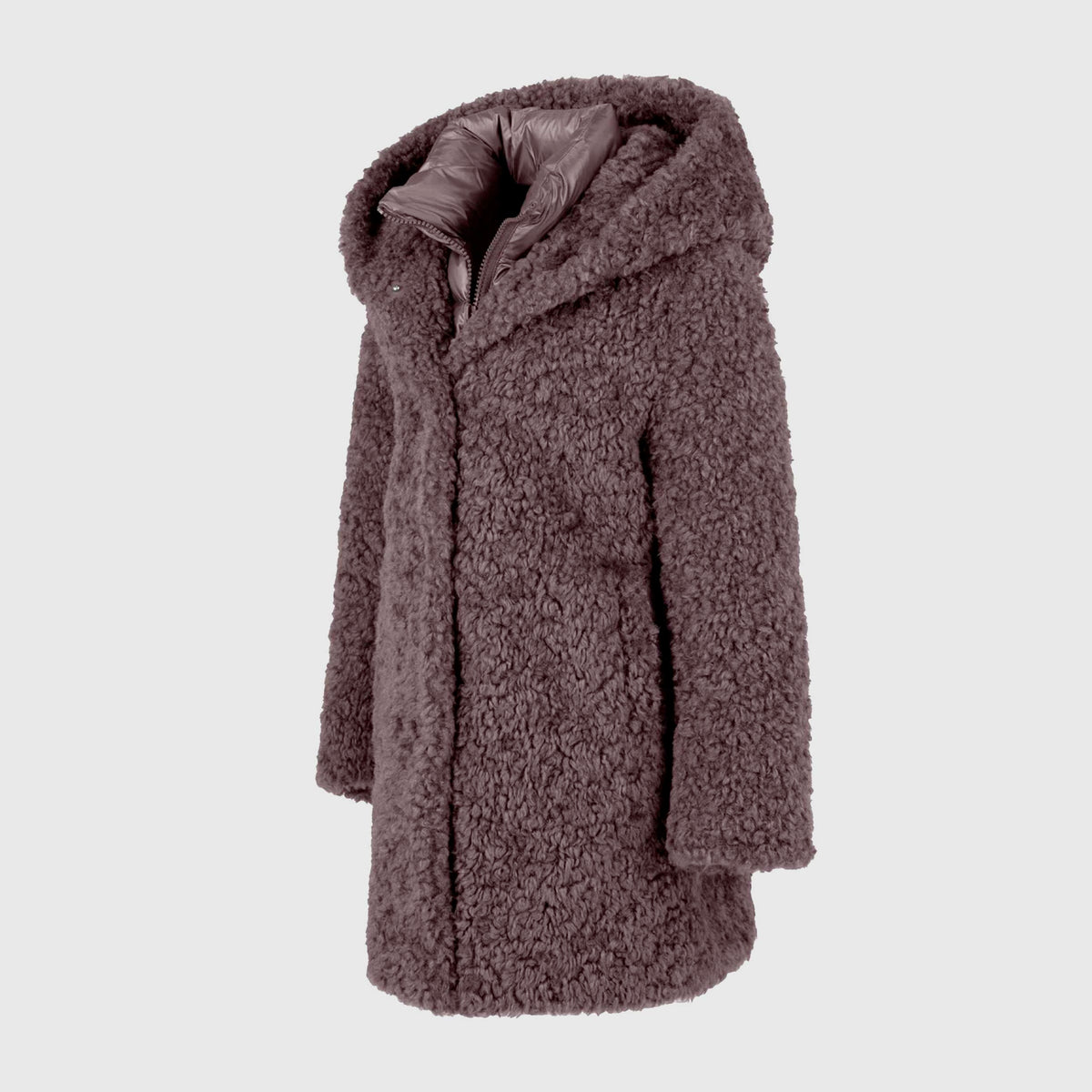 Cappotto Lungo Prugna in Eco Sherpa per Ragazza by BOMBOOGIE