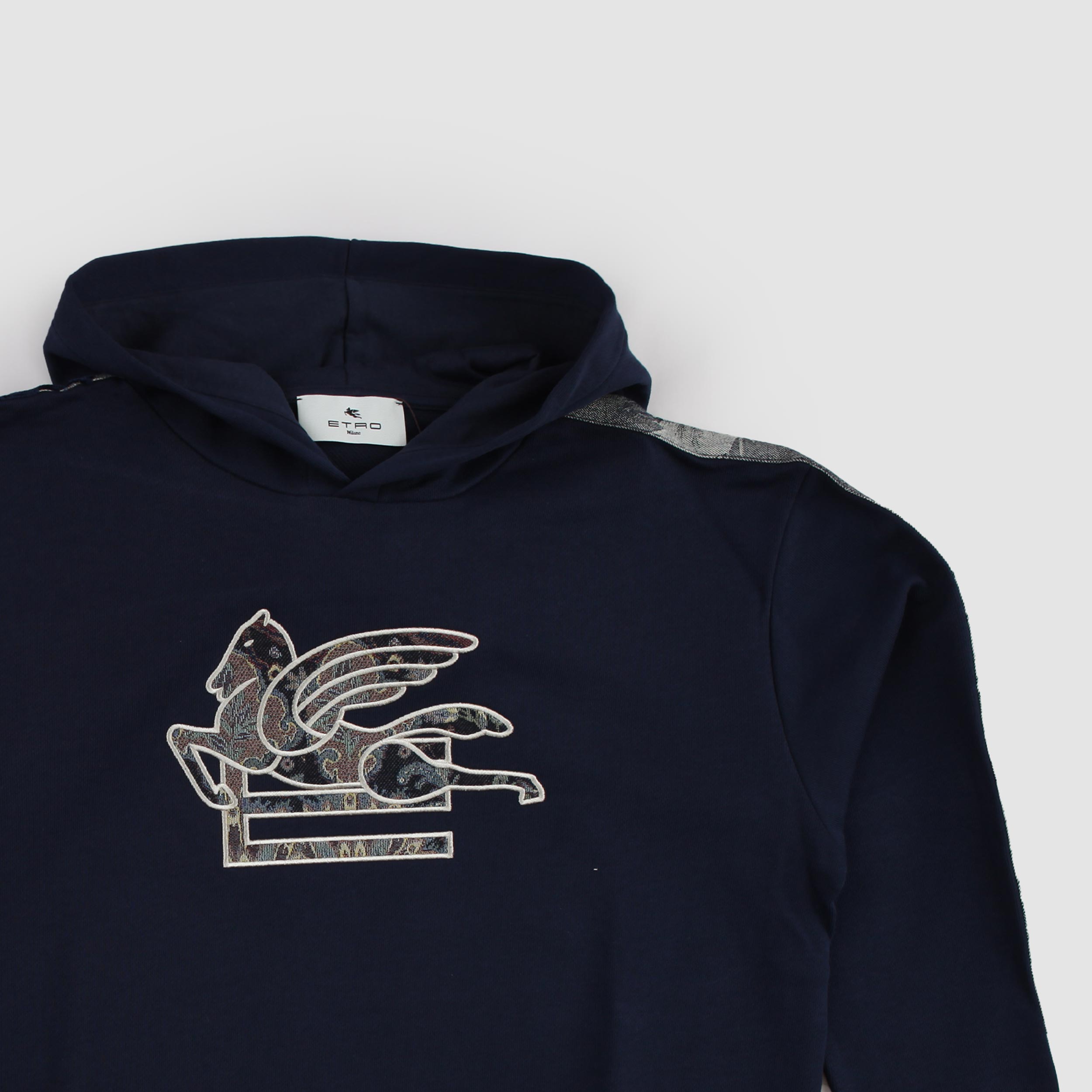 Blue Hooded Sweatshirt with Damascata Print By ETRO