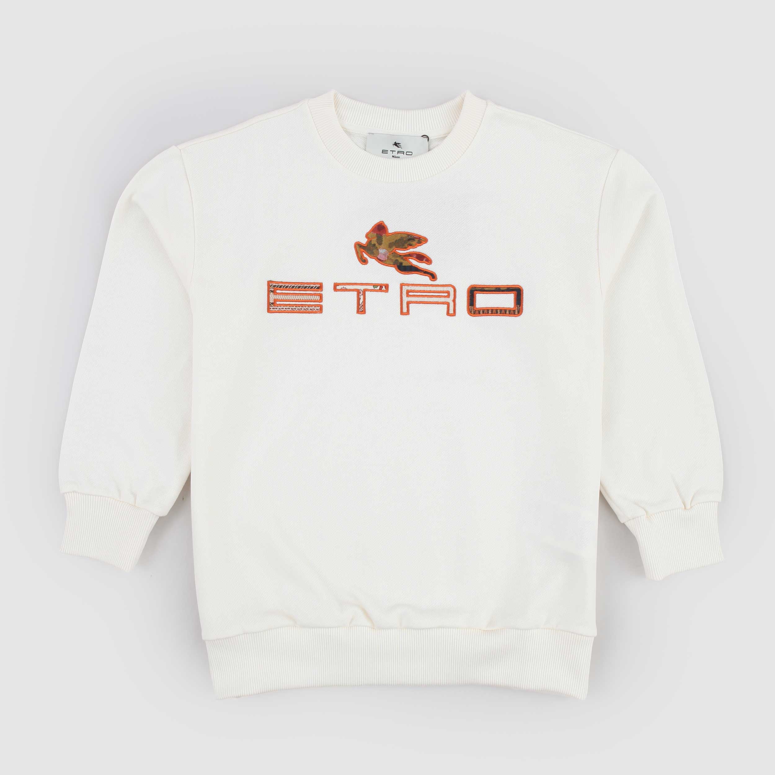 Felpa Crema e Logo a Contrasto Firmata ETRO