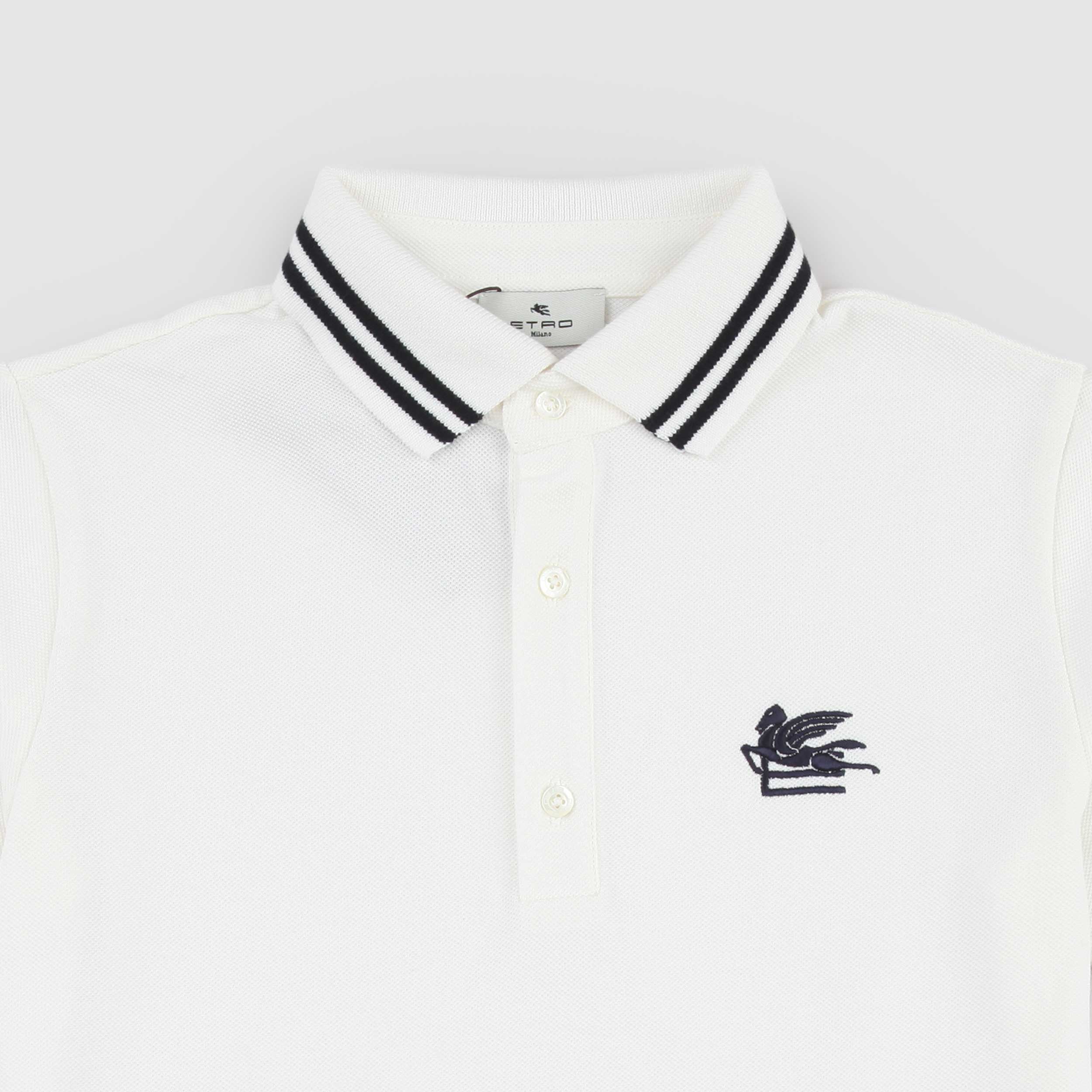 Polo Latte con Tessuto Oxford Firmata ETRO
