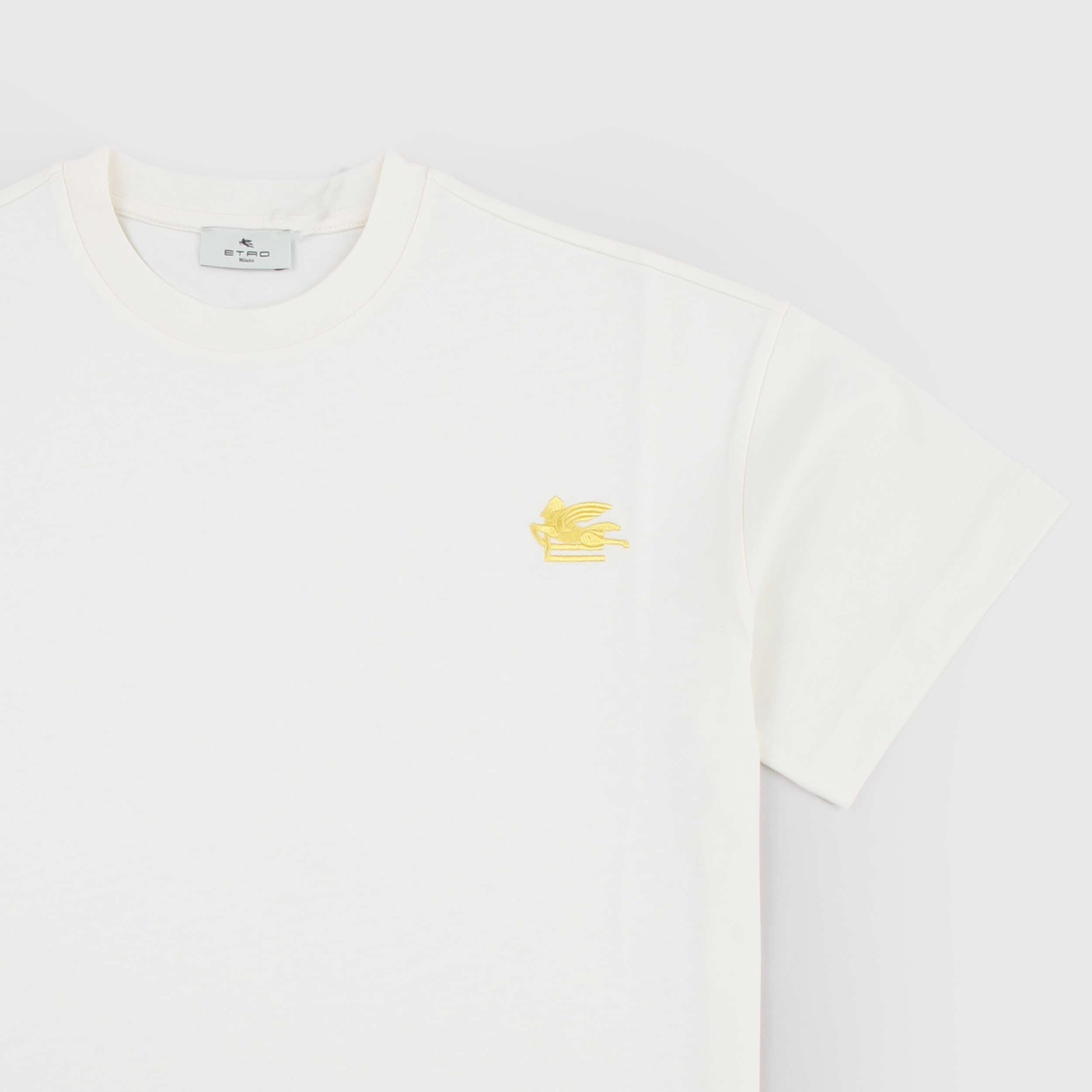Cream-colored T-shirt with yellow logo by ETRO
