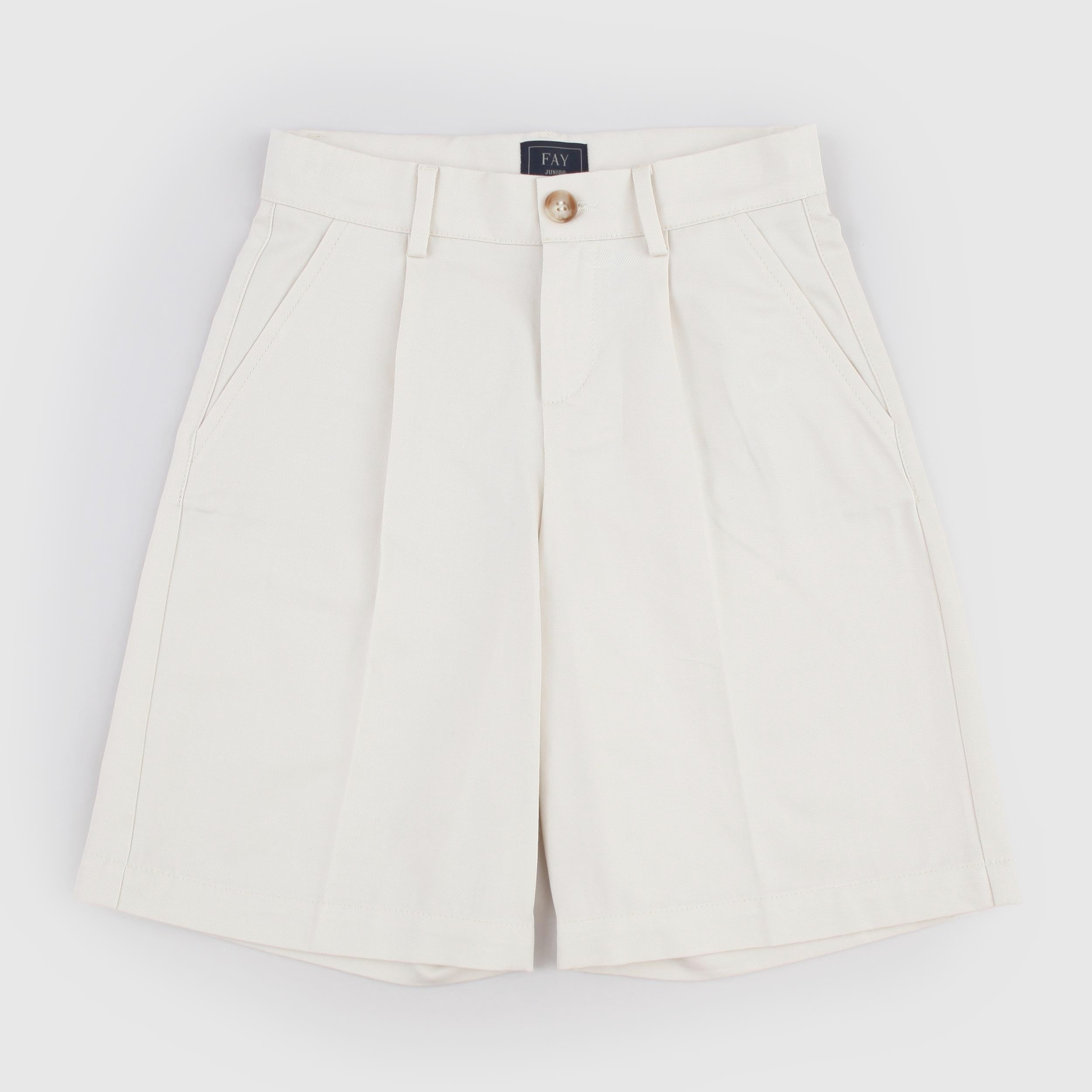 Bermuda Color Ghiaccio con Logo Firmato FAY JUNIOR