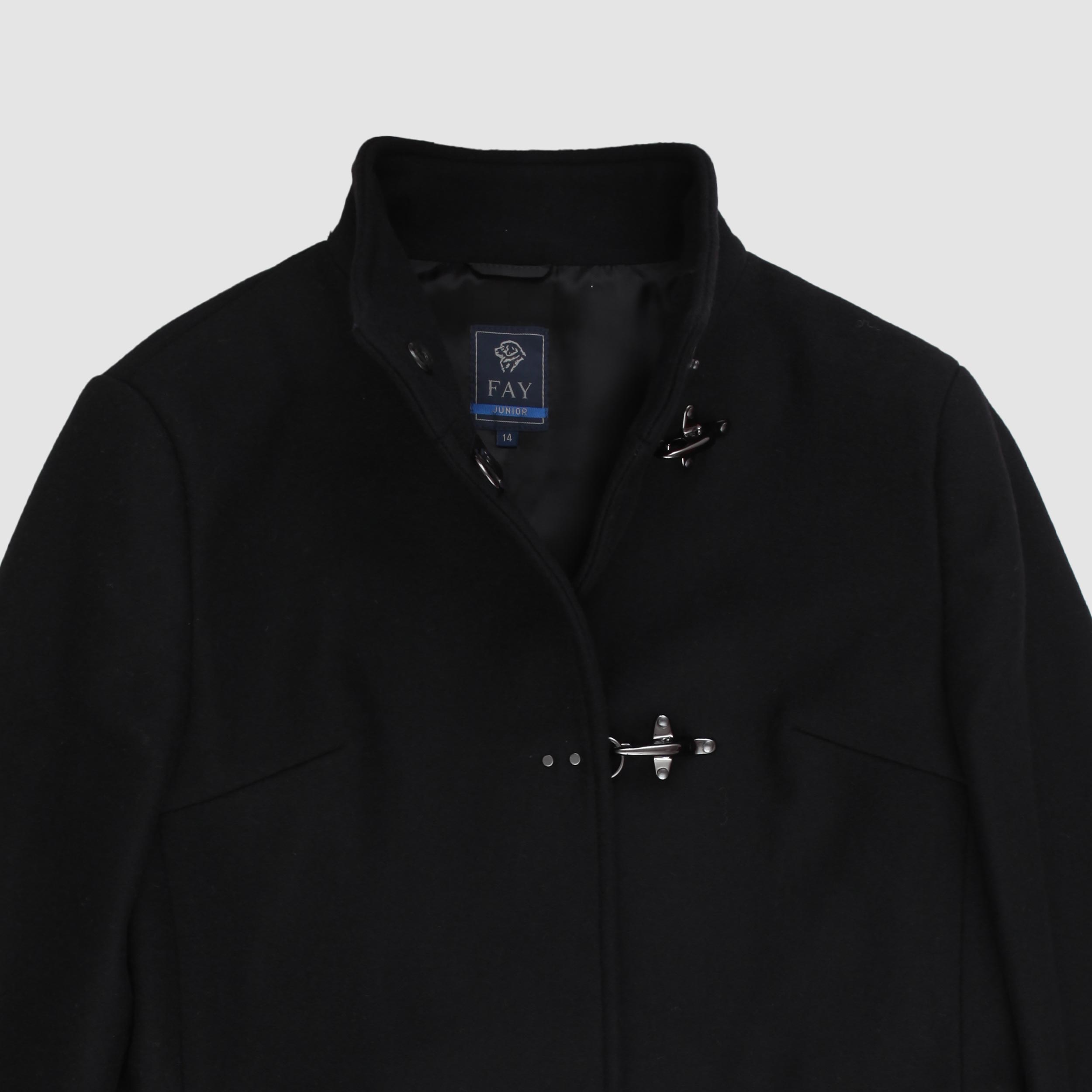 Black Coat with Carabiners for Girl By FAY JUNIOR