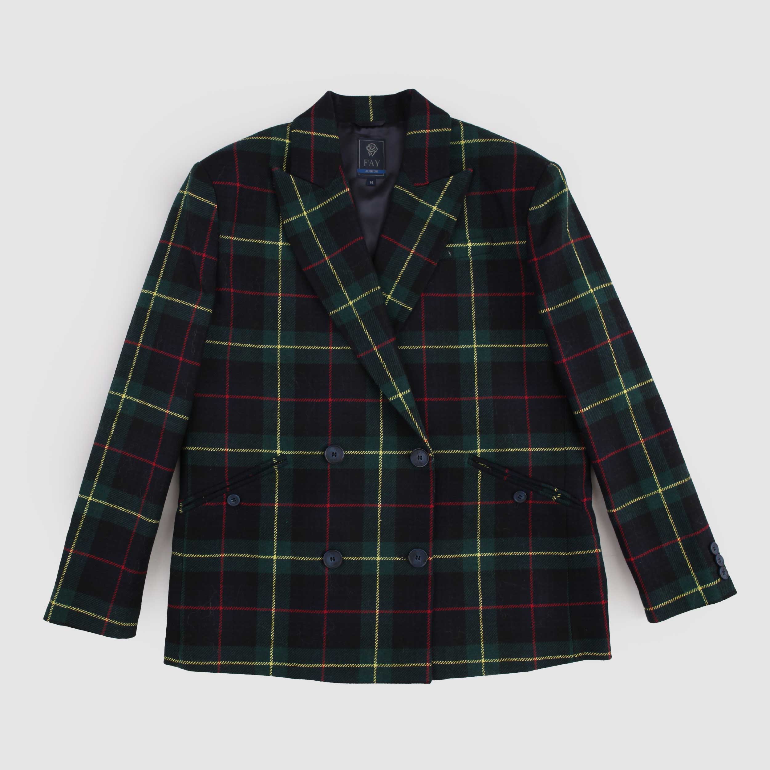 Scottish Green and Blue Check Jacket for Girls By FAY JUNIOR