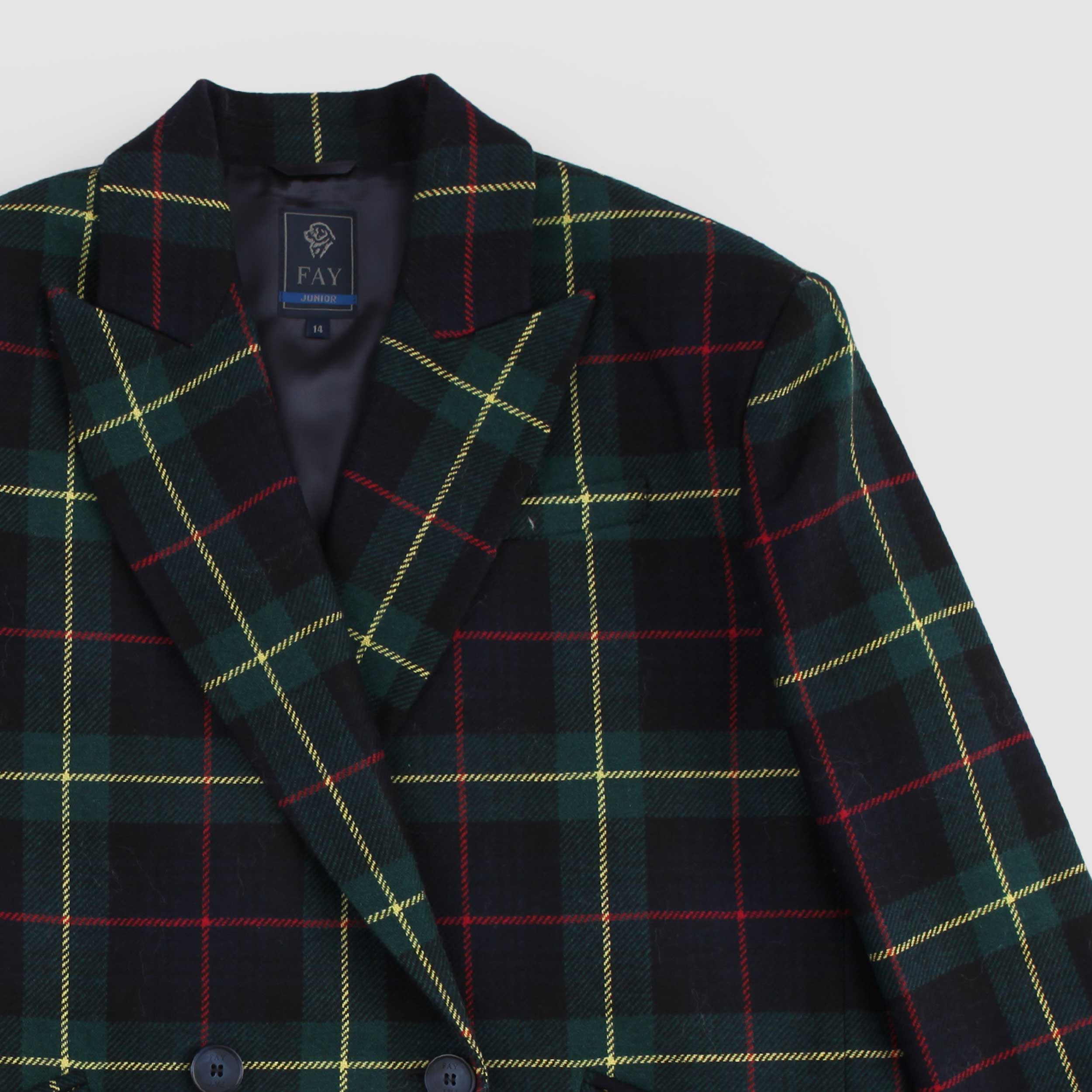 Scottish Green and Blue Check Jacket for Girls By FAY JUNIOR