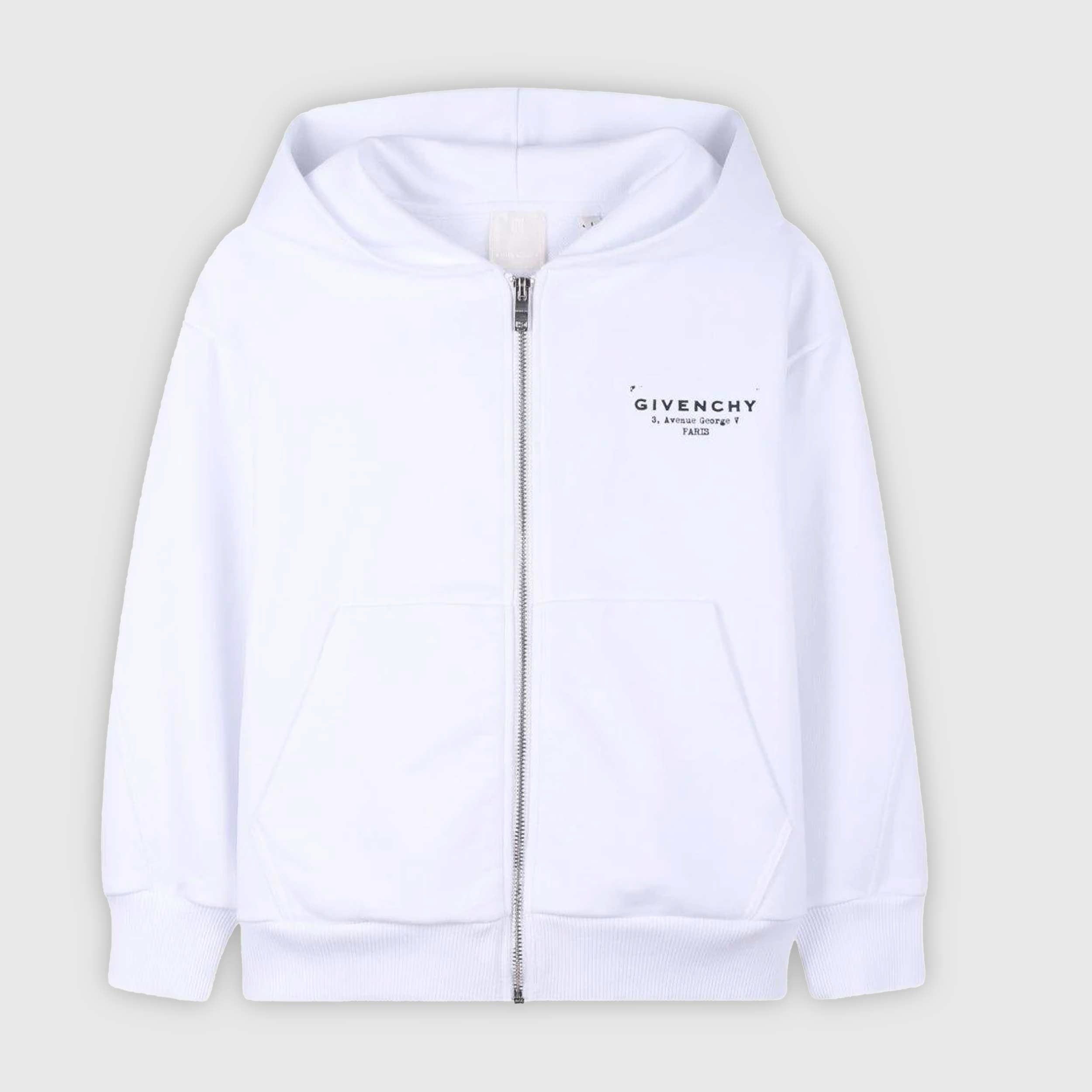 White Sweatshirt with Black GIVENCHY Signature Print