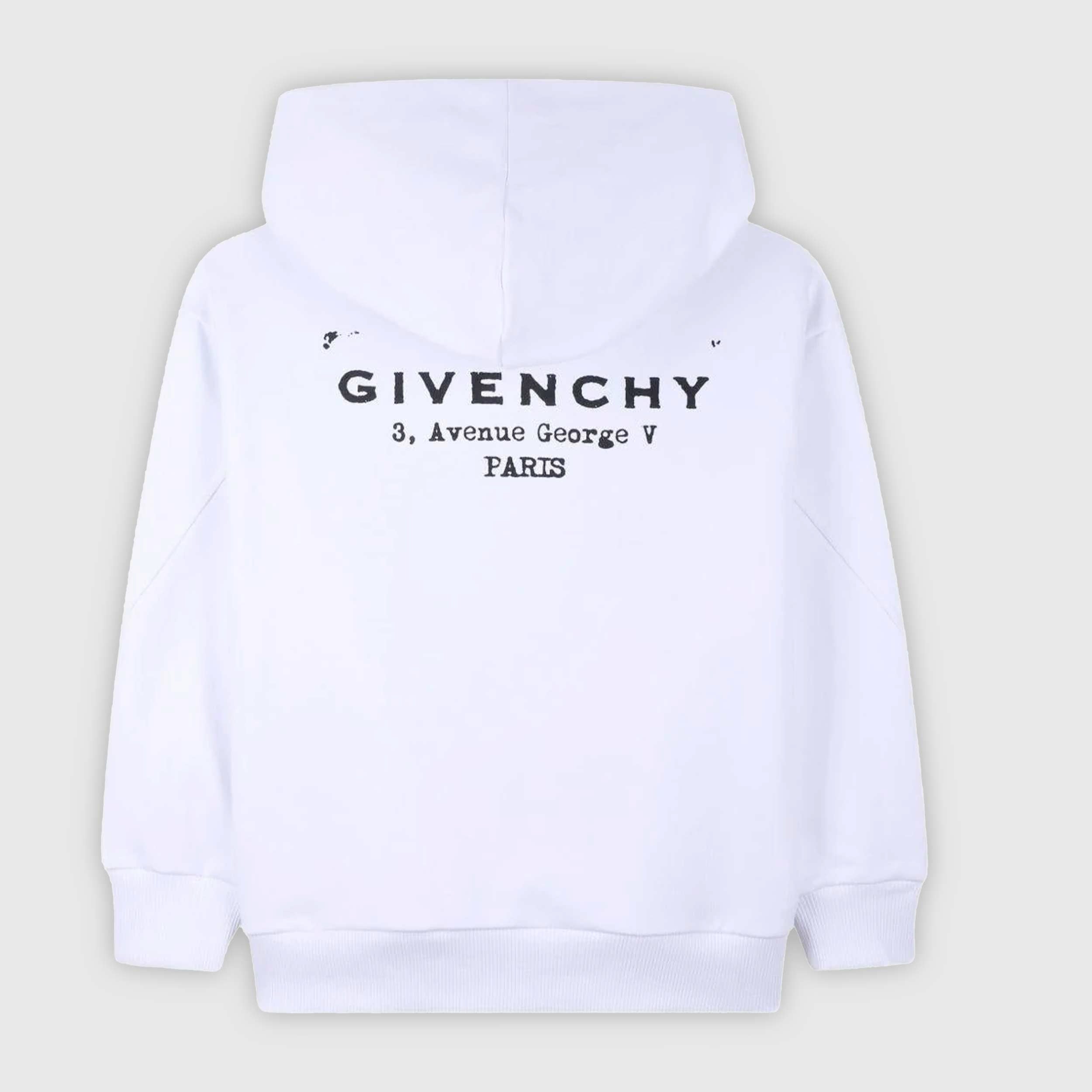 White Sweatshirt with Black GIVENCHY Signature Print