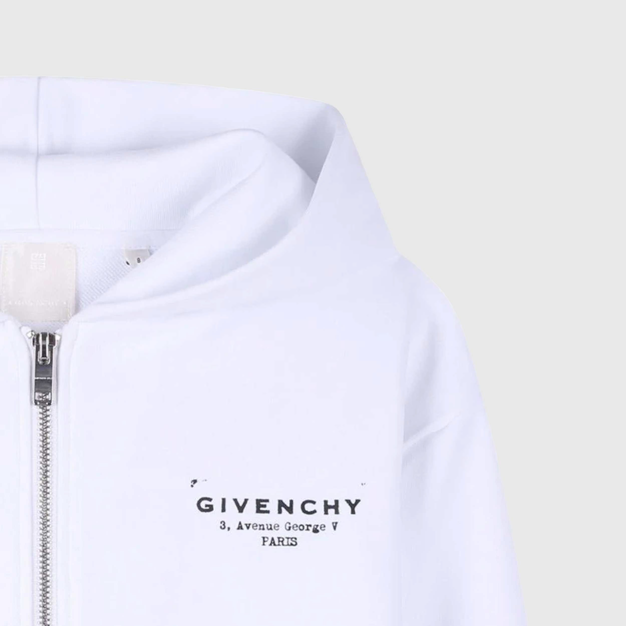 White Sweatshirt with Black GIVENCHY Signature Print