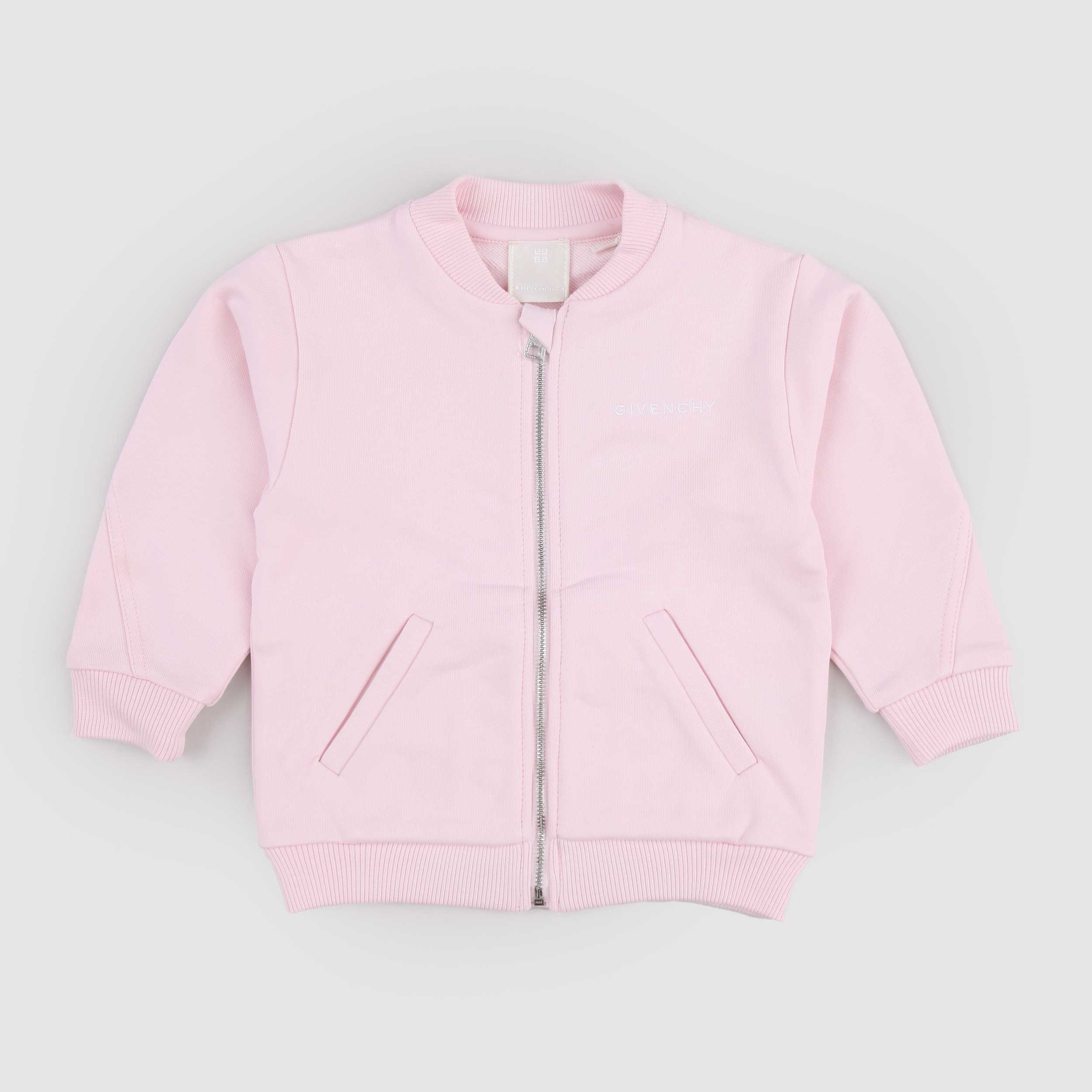 Felpa Rosa con Zip e Scritta a Contrasto Firmata GIVENCHY