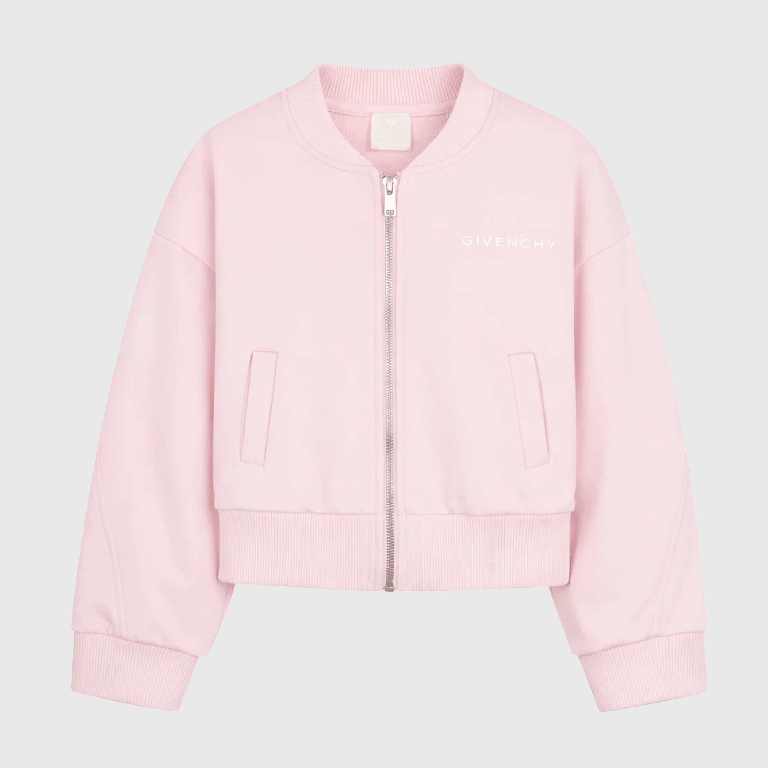 Pink Hoodie with Silver Zip Signed GIVENCHY