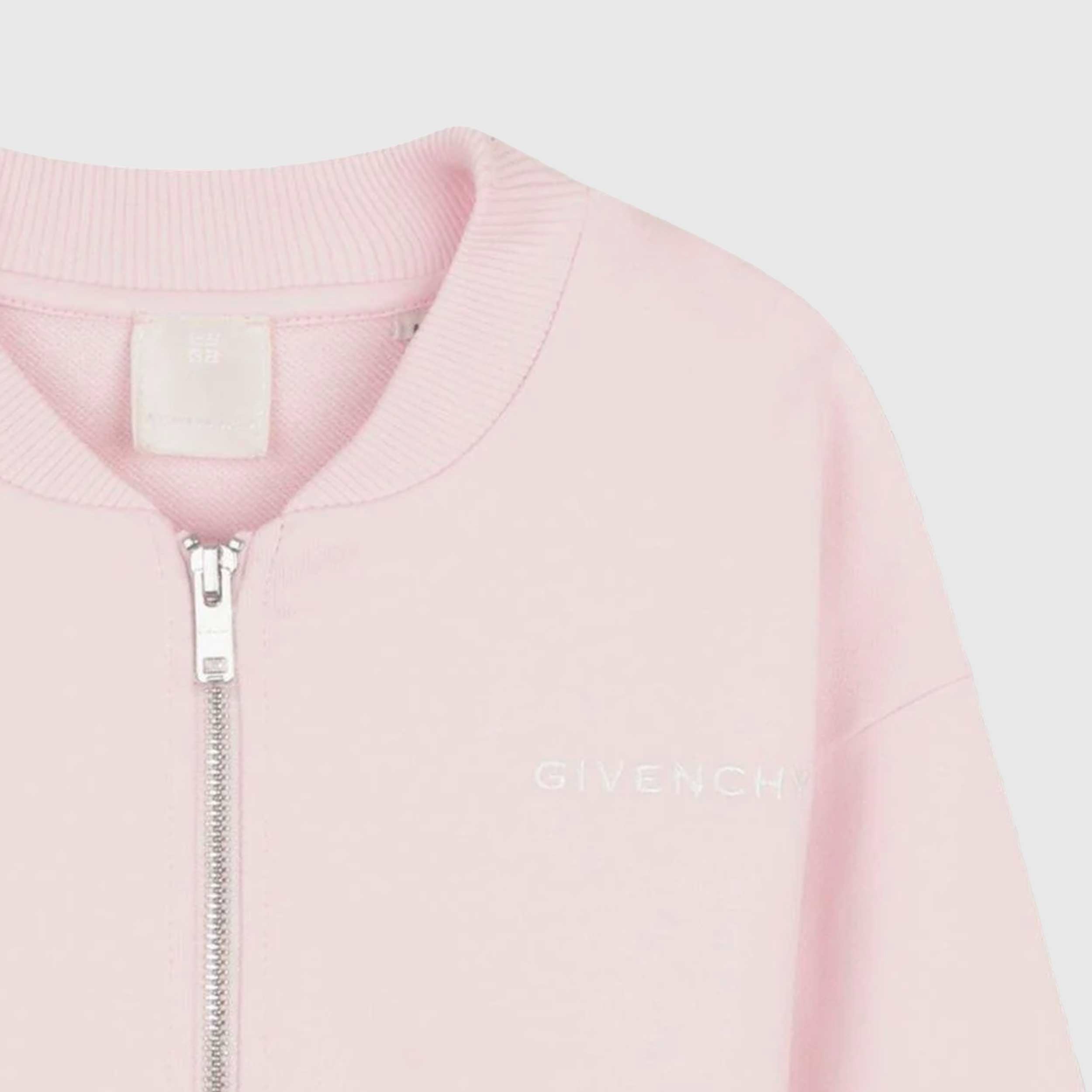 Pink Hoodie with Silver Zip Signed GIVENCHY