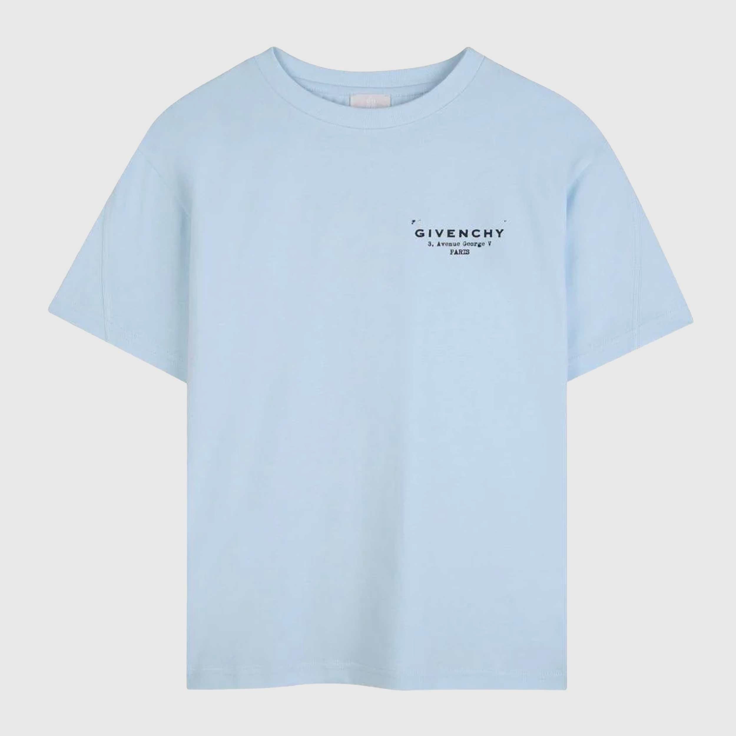 Sky Blue T-shirt with Black Contrast Lettering by GIVENCHY