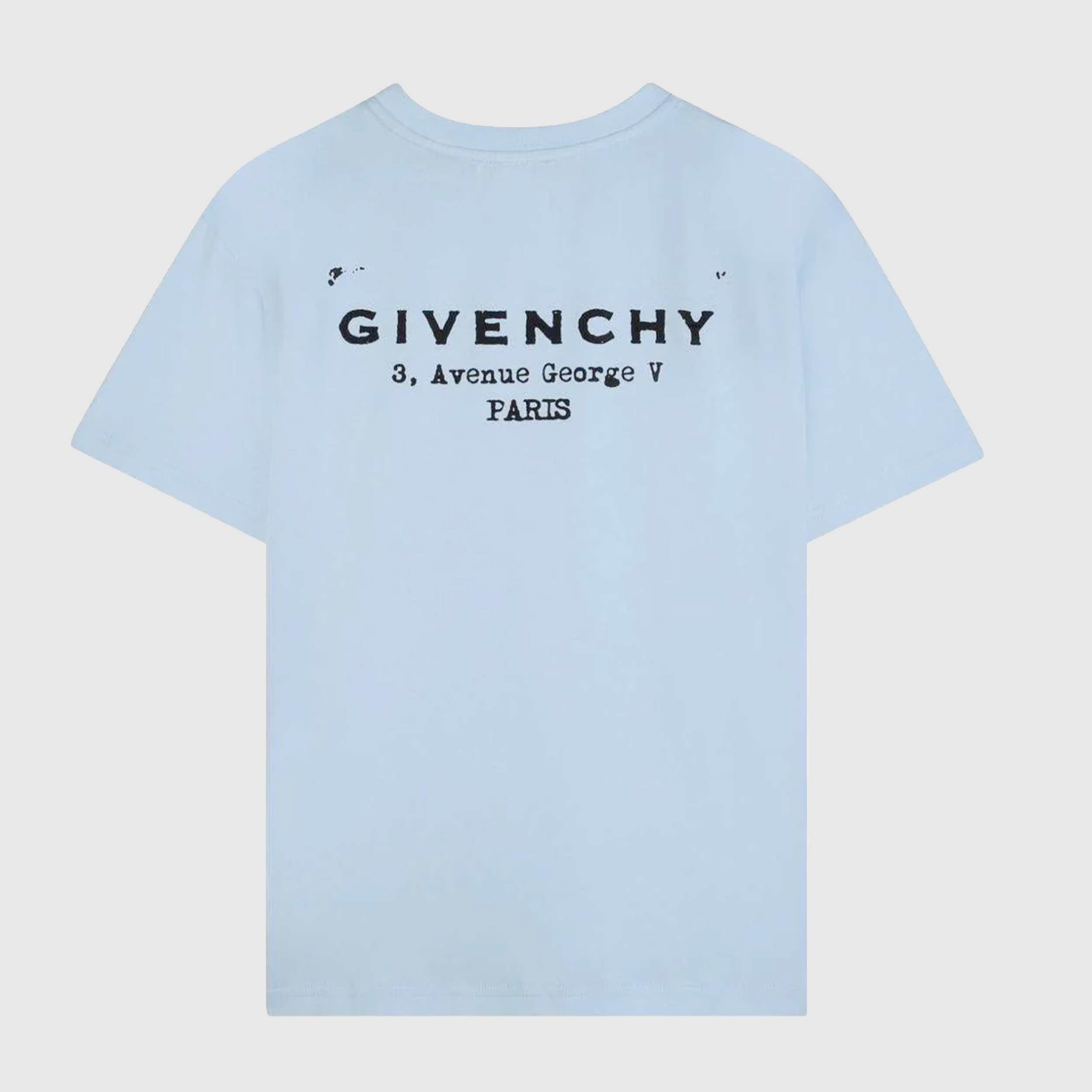 Sky Blue T-shirt with Black Contrast Lettering by GIVENCHY