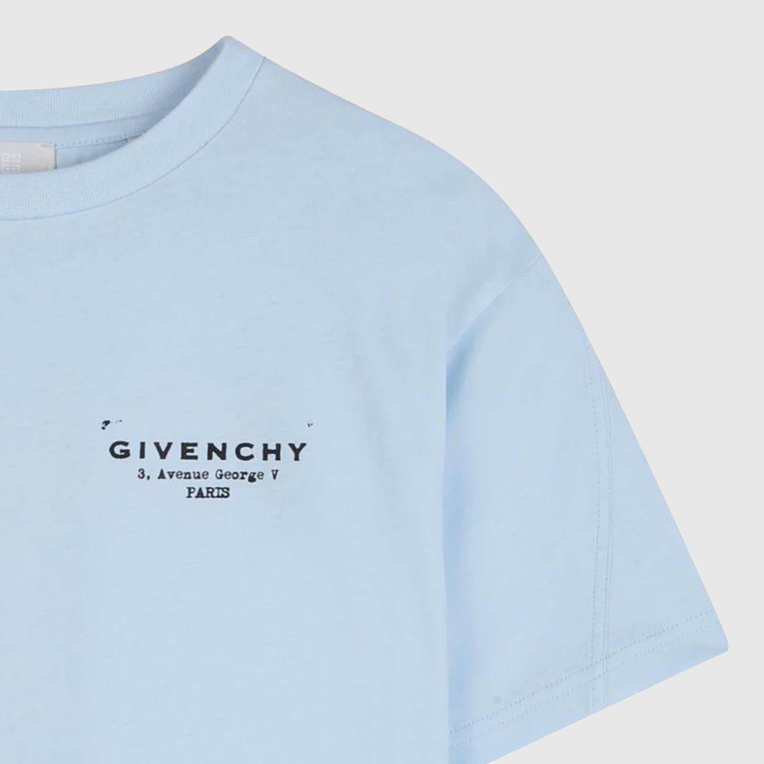 Sky Blue T-shirt with Black Contrast Lettering by GIVENCHY