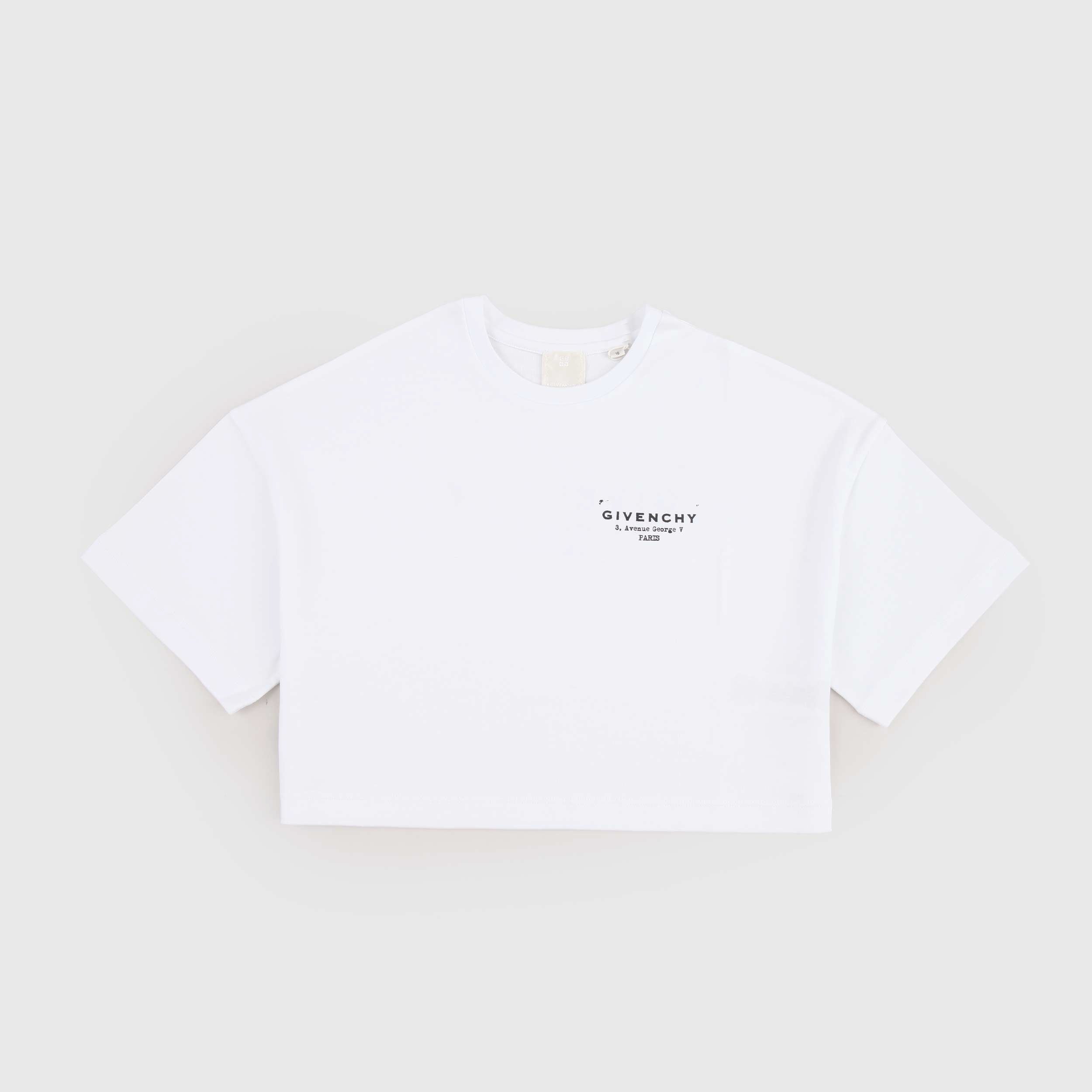 White Cropped T-shirt with Black GIVENCHY Lettering