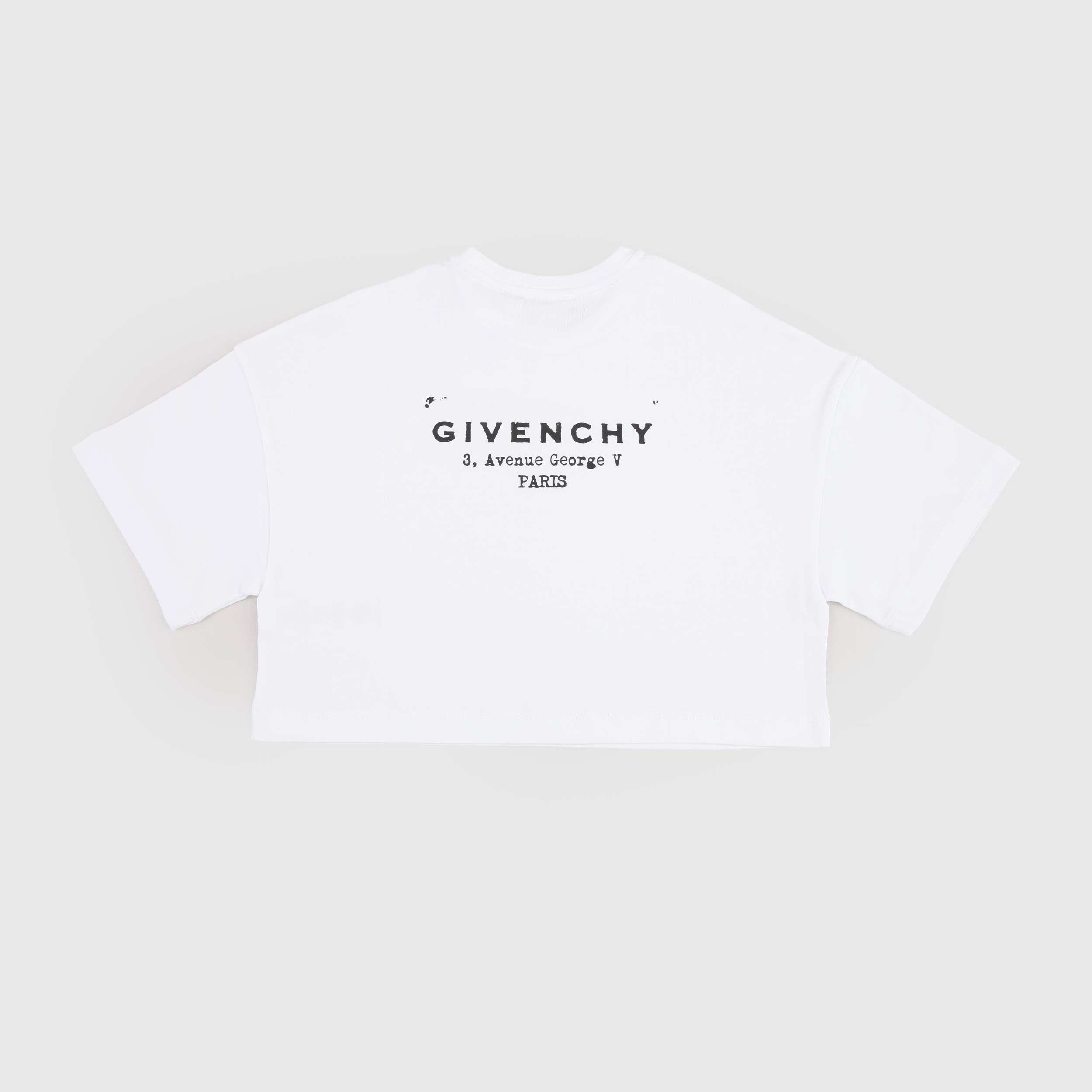 White Cropped T-shirt with Black GIVENCHY Lettering