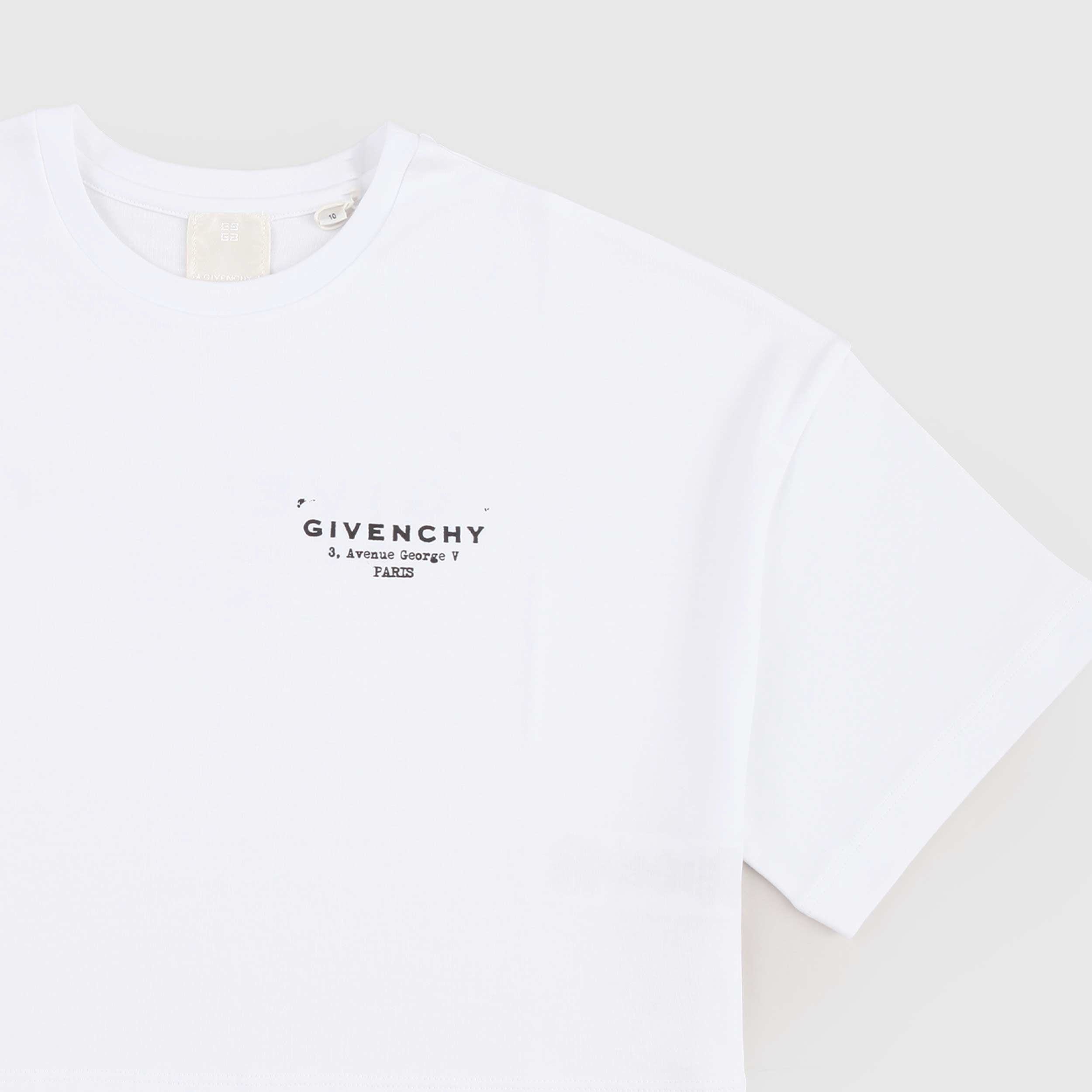 White Cropped T-shirt with Black GIVENCHY Lettering