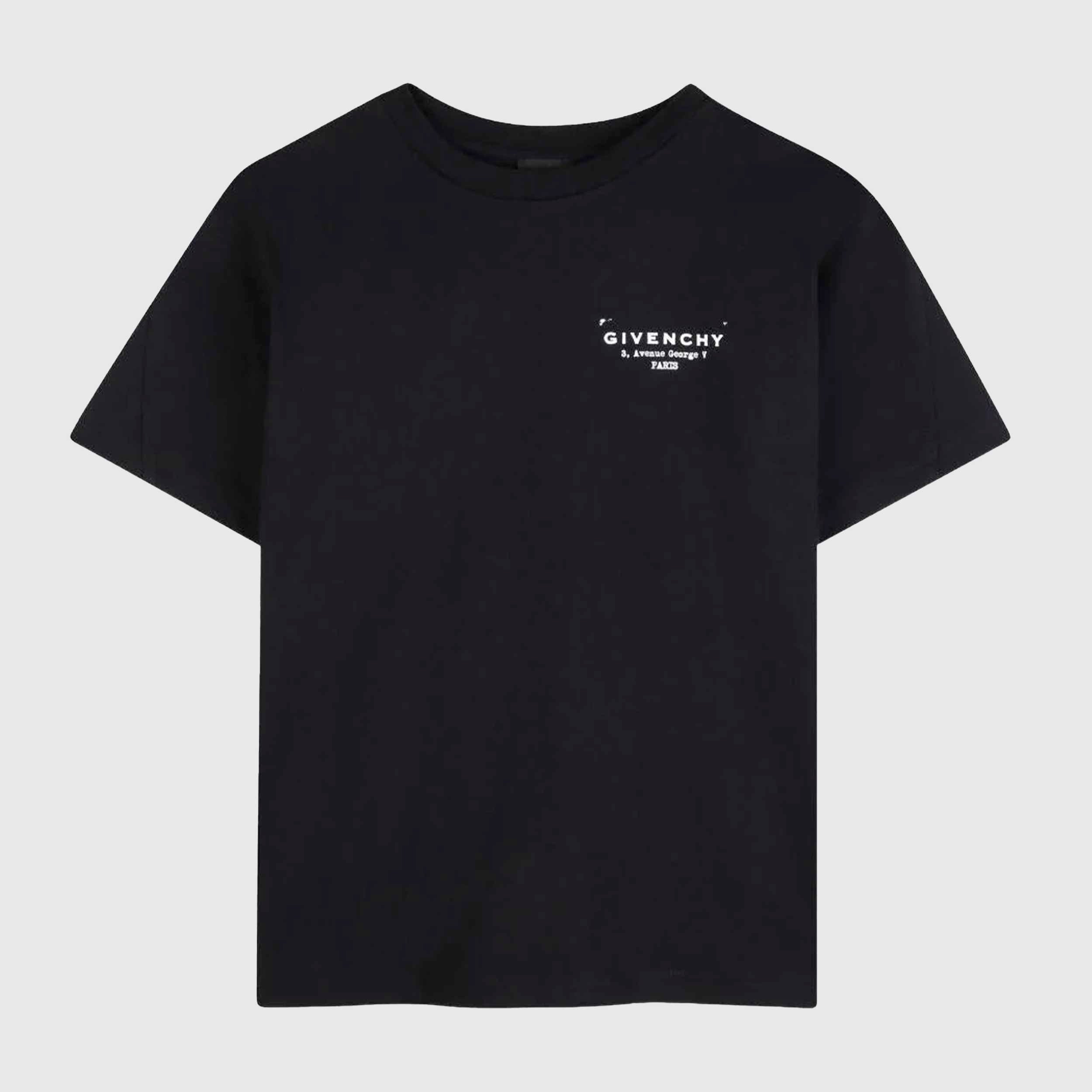 Black T-shirt with White GIVENCHY Signature