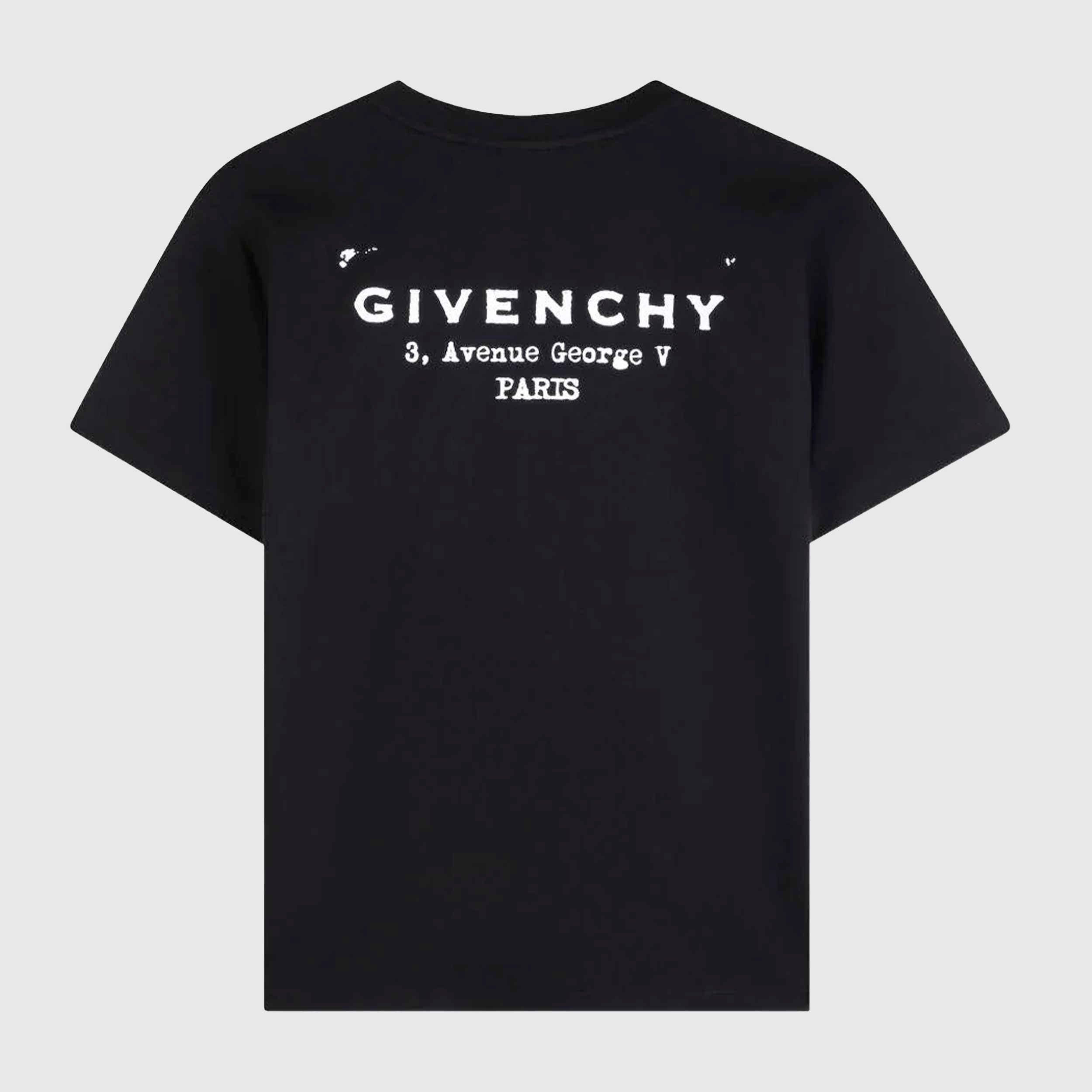Black T-shirt with White GIVENCHY Signature