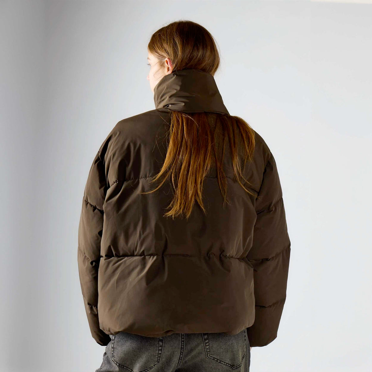 Piumino Color Khaki con Sciarpa Integrata per Donna GLAMOROUS