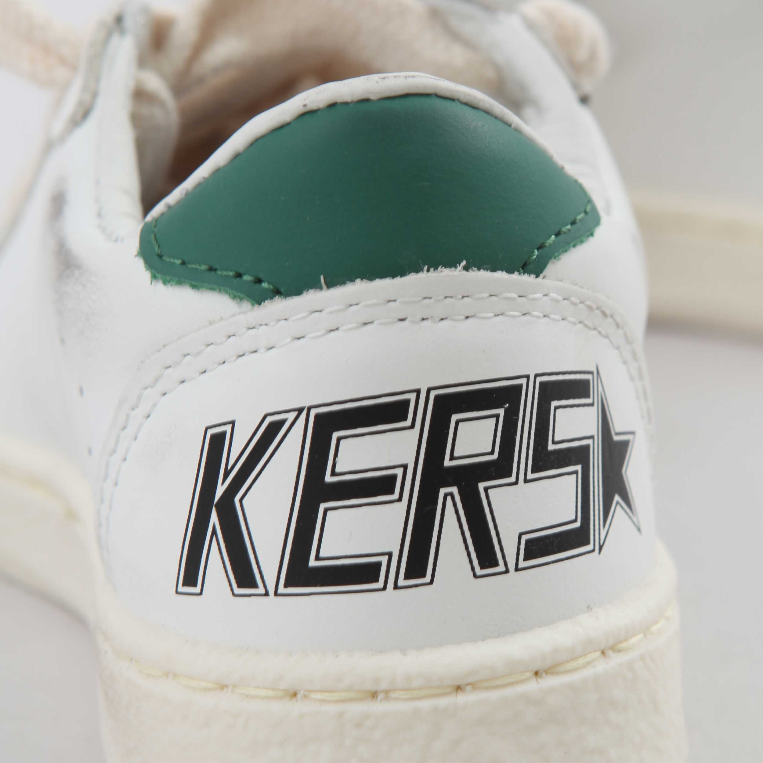 Ball Star Junior White and Green Sneakers By GOLDEN GOOSE